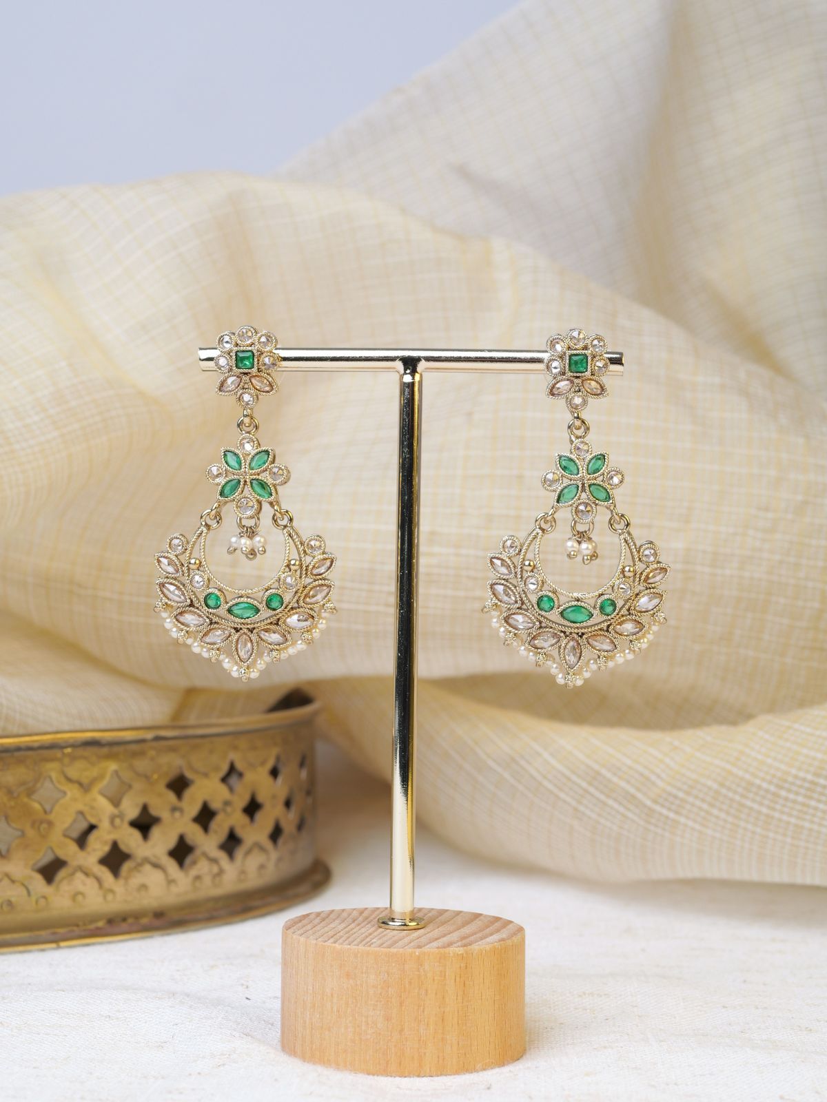 Sara Long Earrings in Green