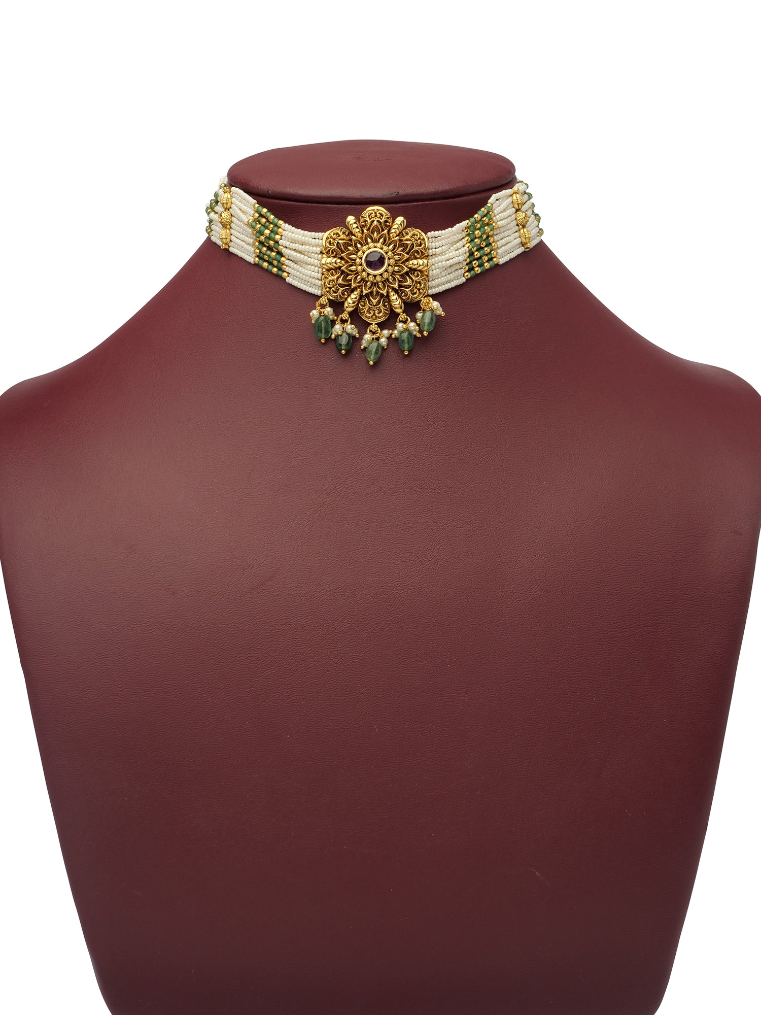 Sarvani Pearl Choker Set in Multi