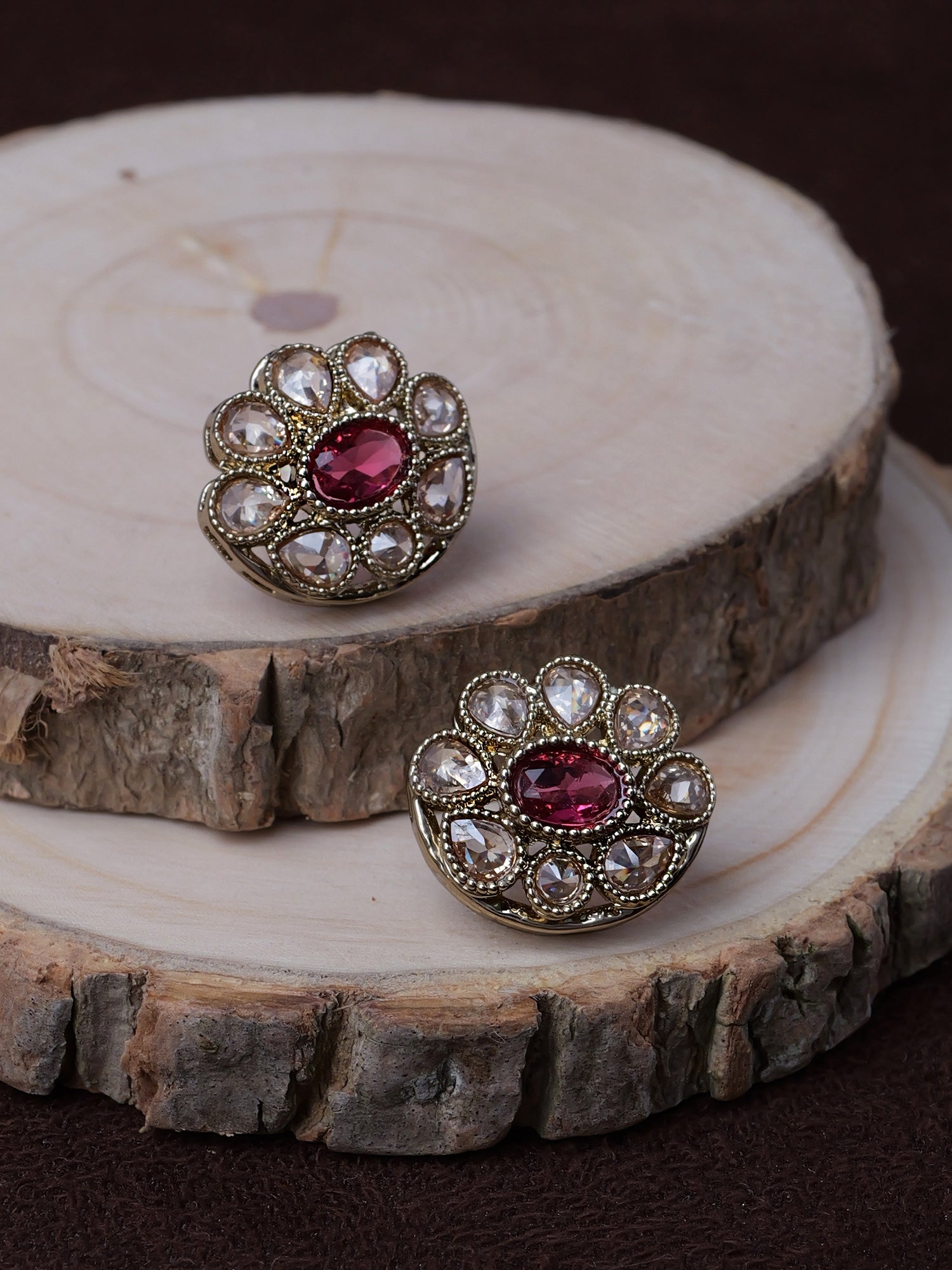 Sasha Ear Studs in Ruby