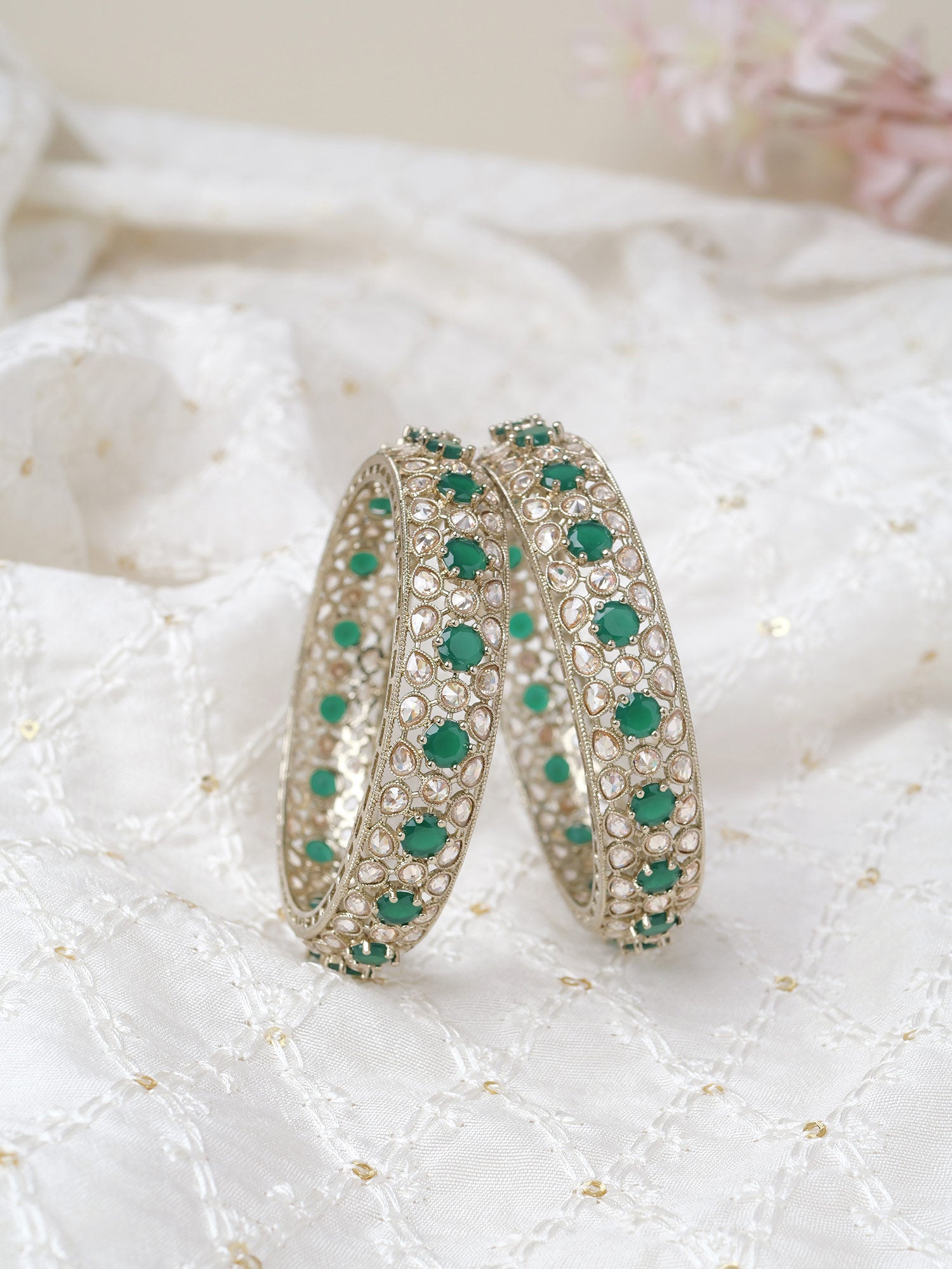 Savera Kada Bangles in Green