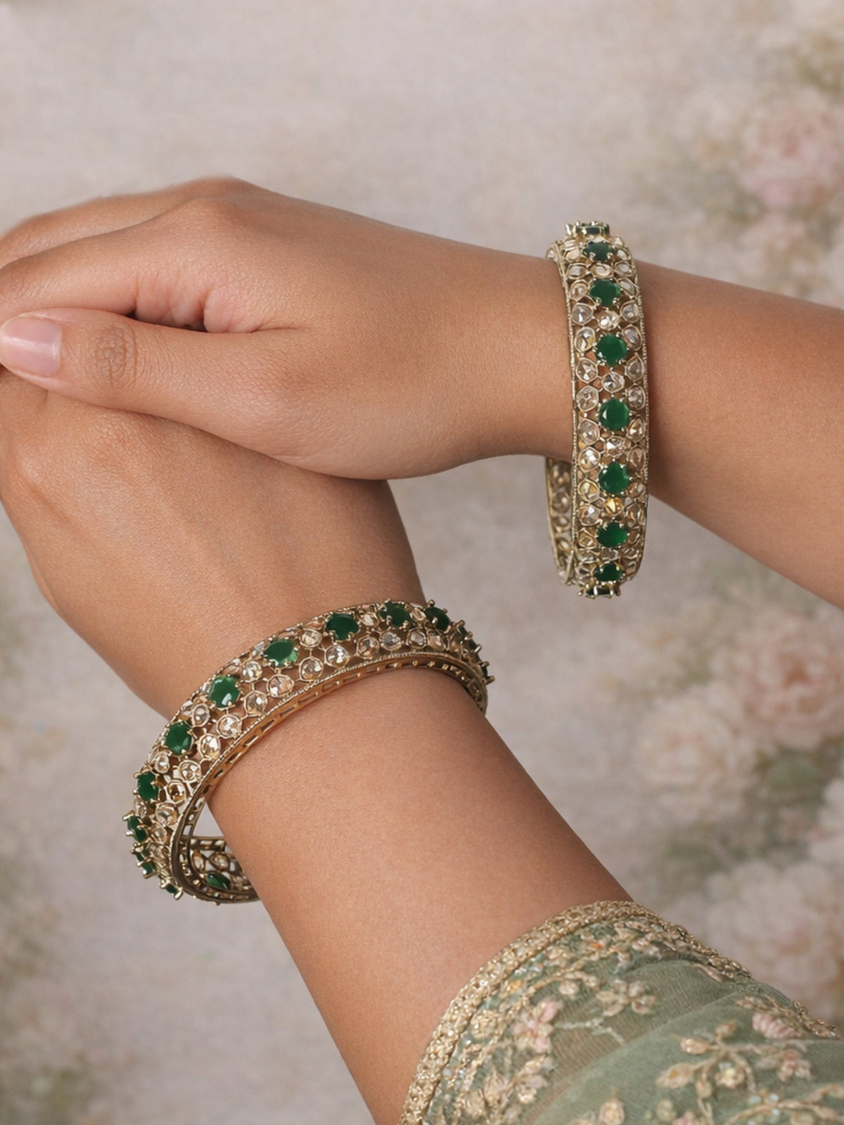 Savera Kada Bangles in Green 