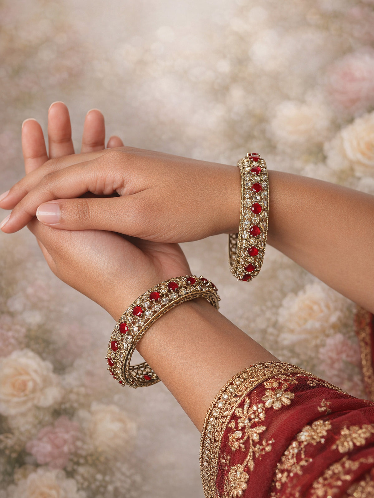 Savera Kada Bangles in Maroon 