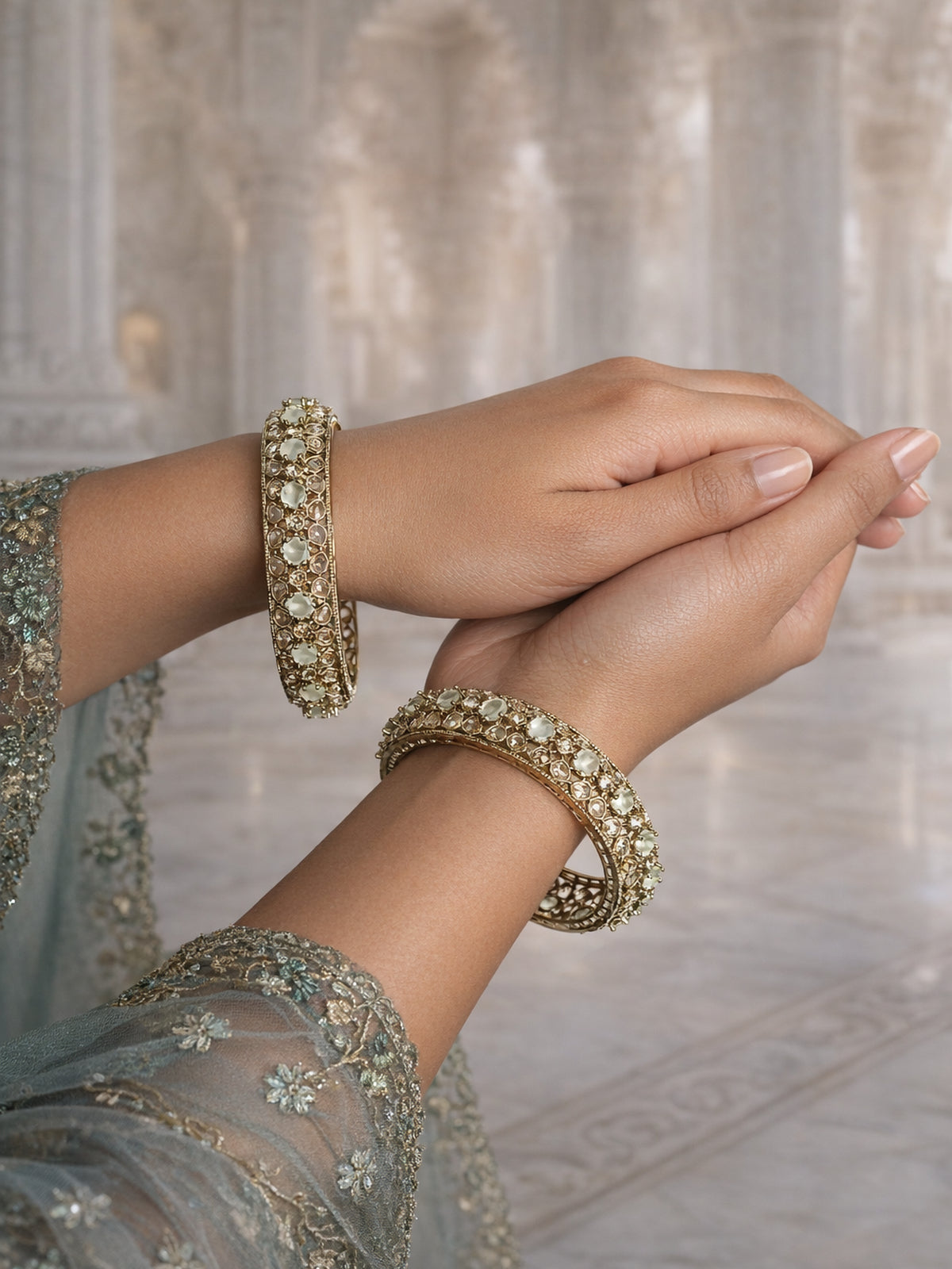 Savera Kada Bangles in Mint 