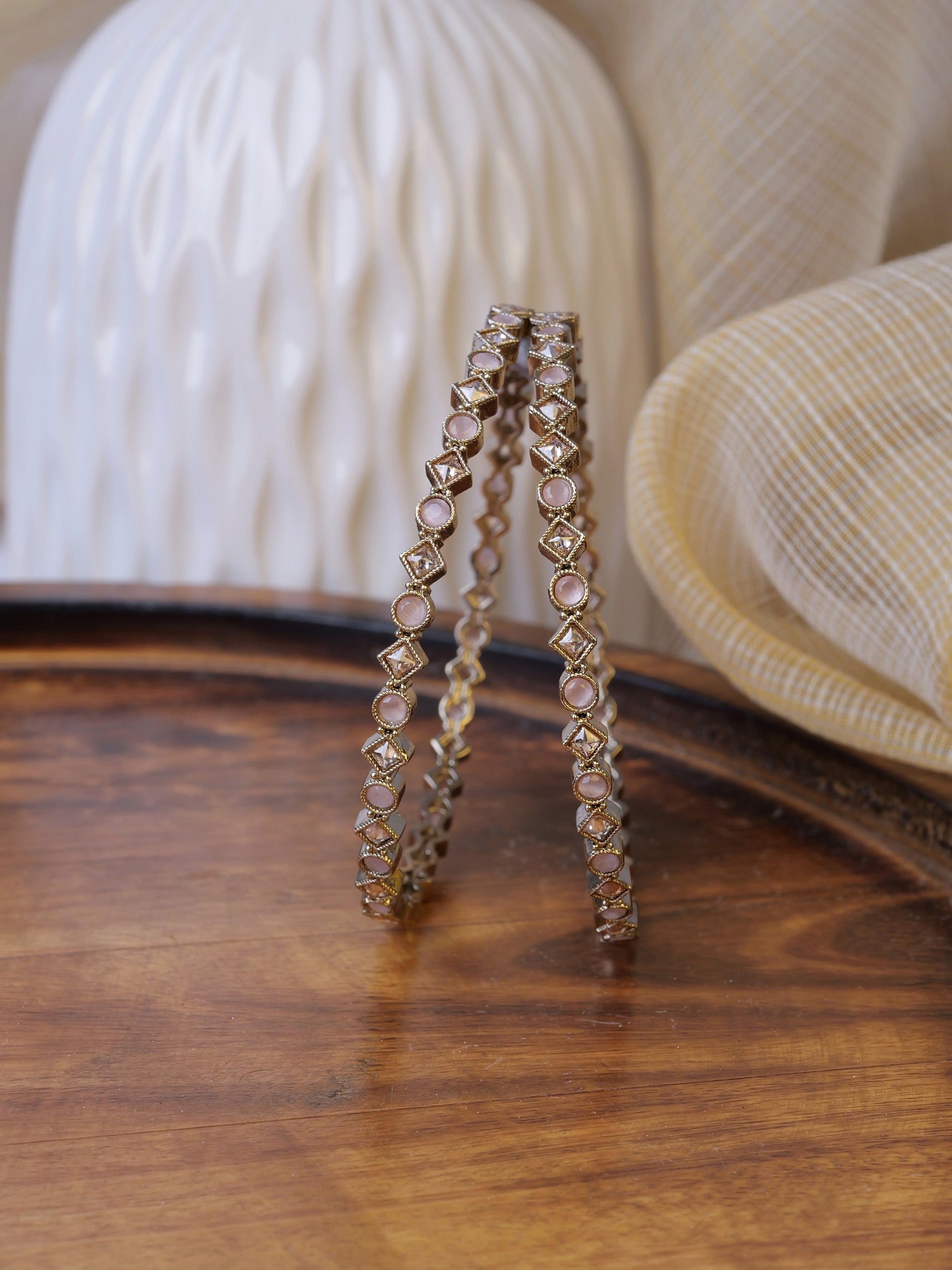 Sehani Kada Bangles in Light Pink
