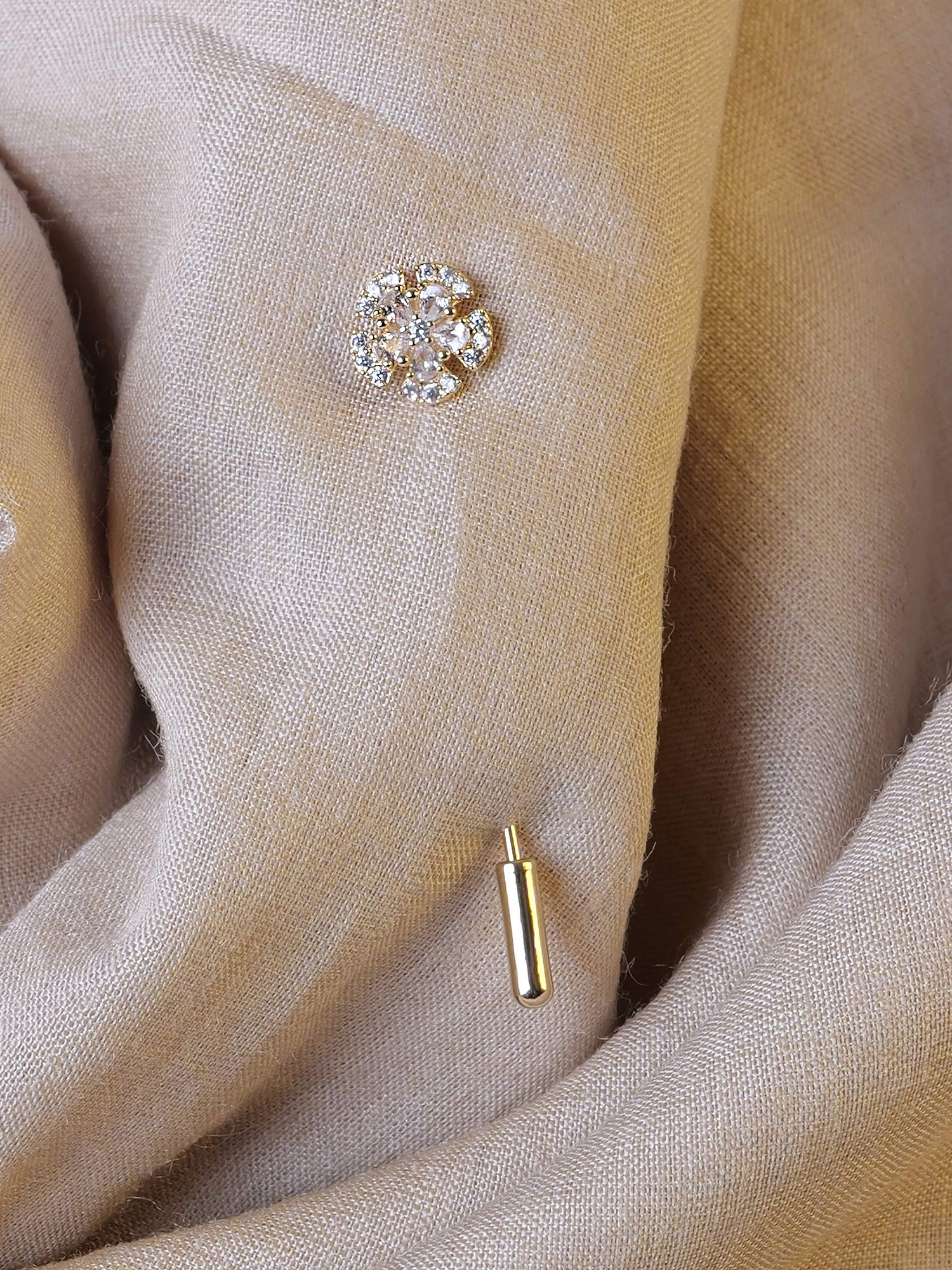 Selin Scarf Pin in White and Gold