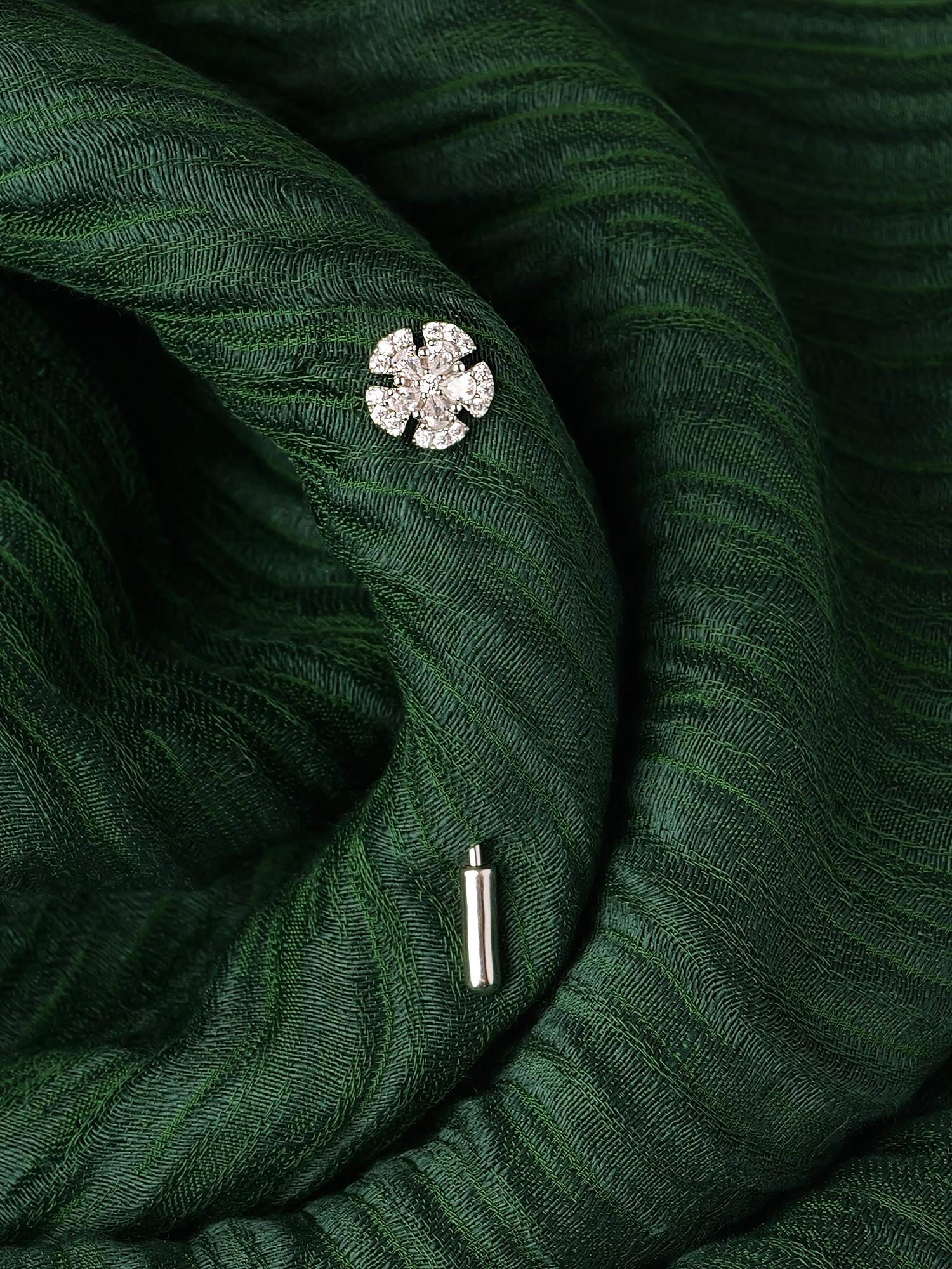Selin Scarf Pin in White and Rhodium