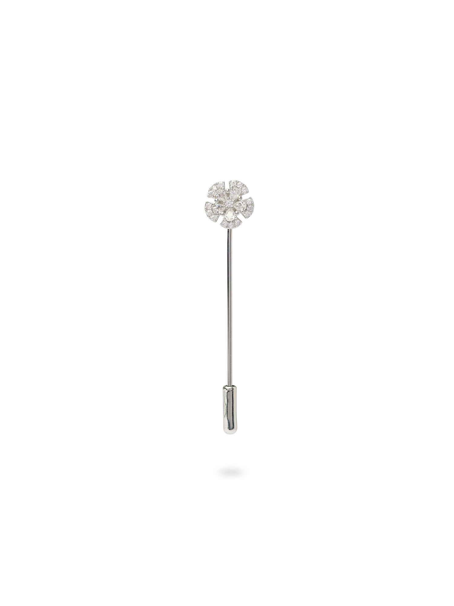 Selin Scarf Pin in White and Rhodium