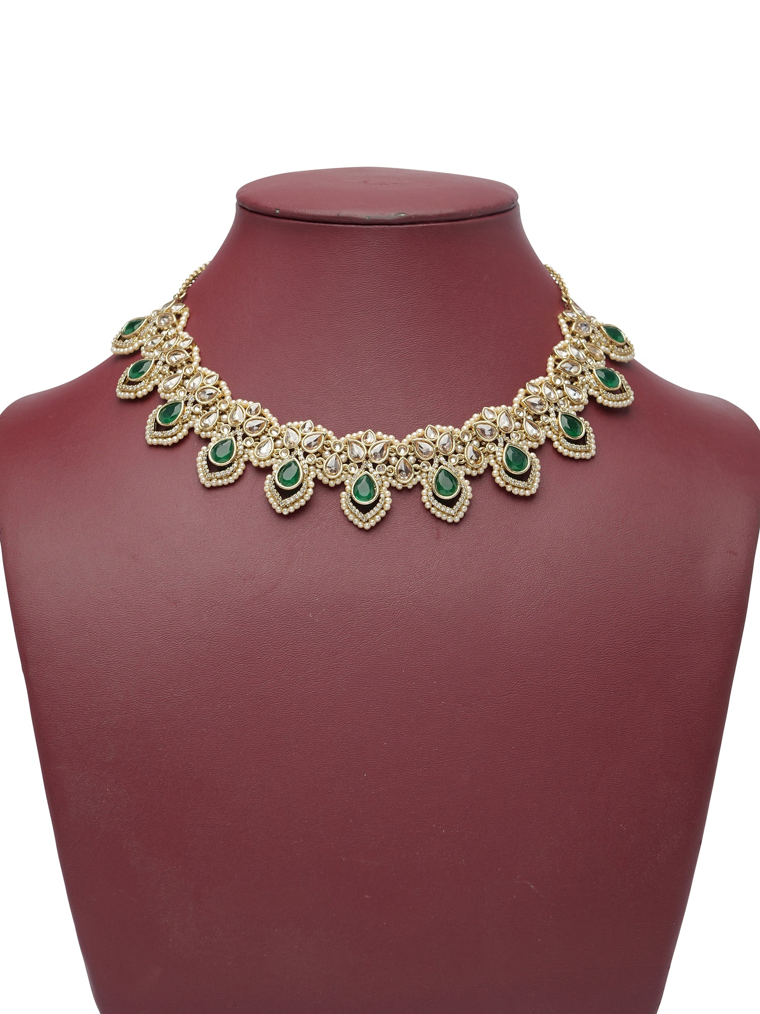 Selina Necklace Set in Pearl and Green