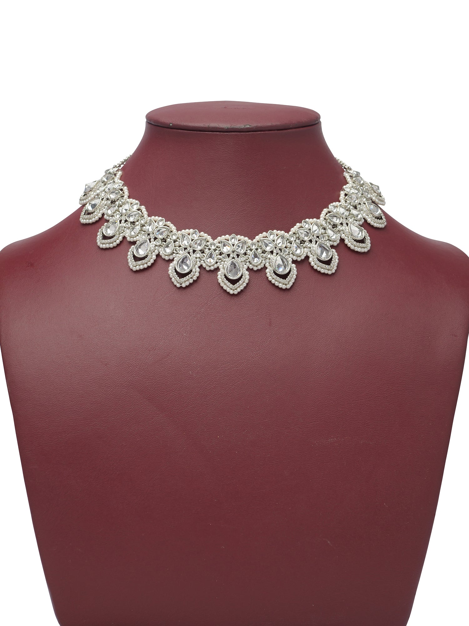 Selina Necklace Set in Pearl and Rhodium