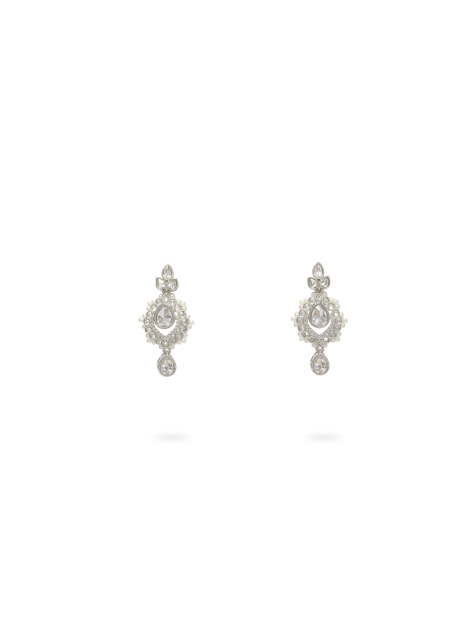 Selina Necklace Set in Pearl and Rhodium
