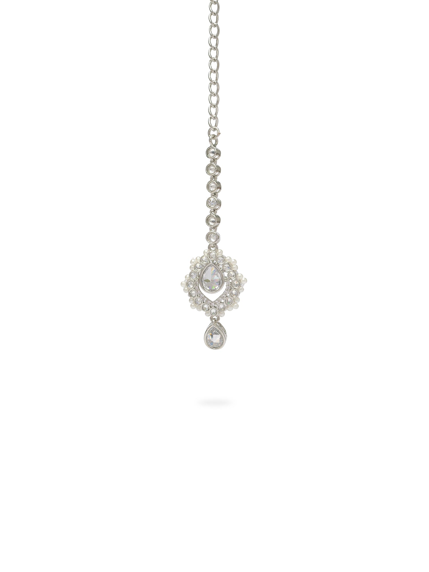 Selina Necklace Set in Pearl and Rhodium
