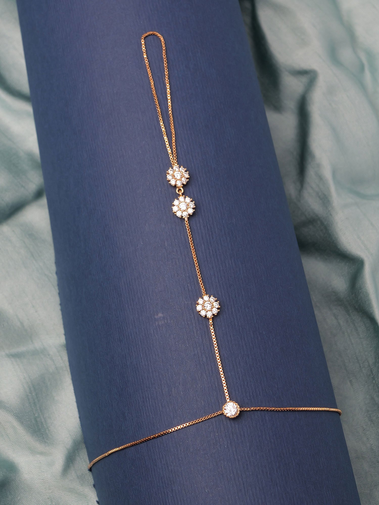 Serena Cubic Zirconia Hand Chain in Gold