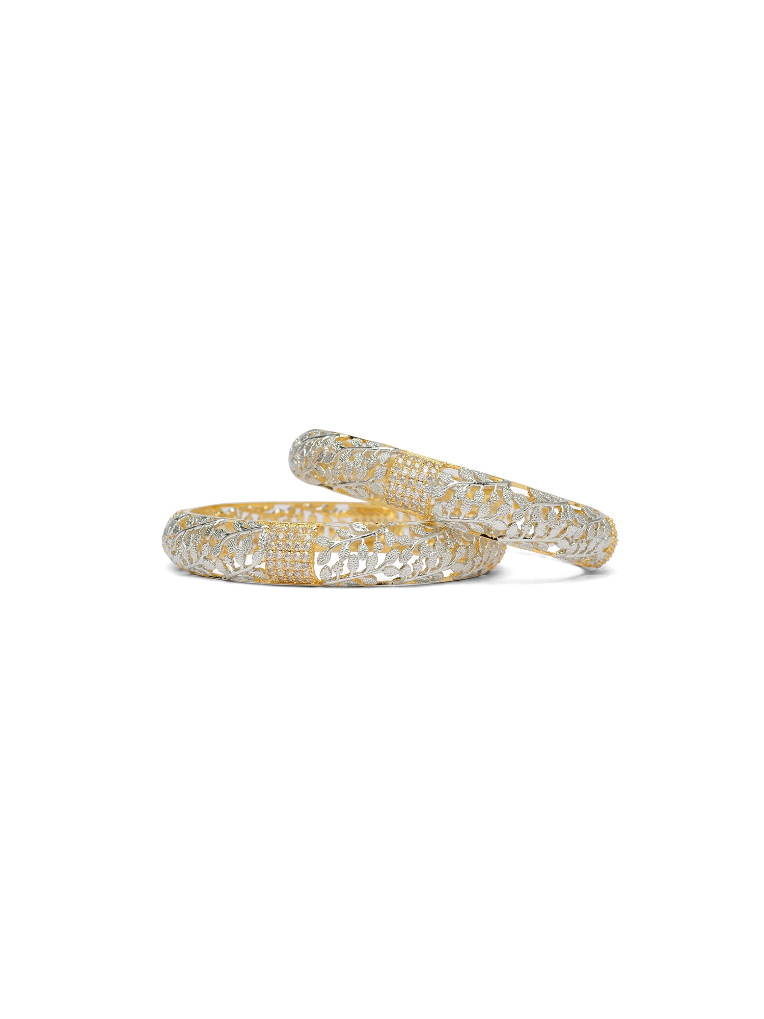 Serena Cubic Zirconia Bangles in Gold and Rhodium