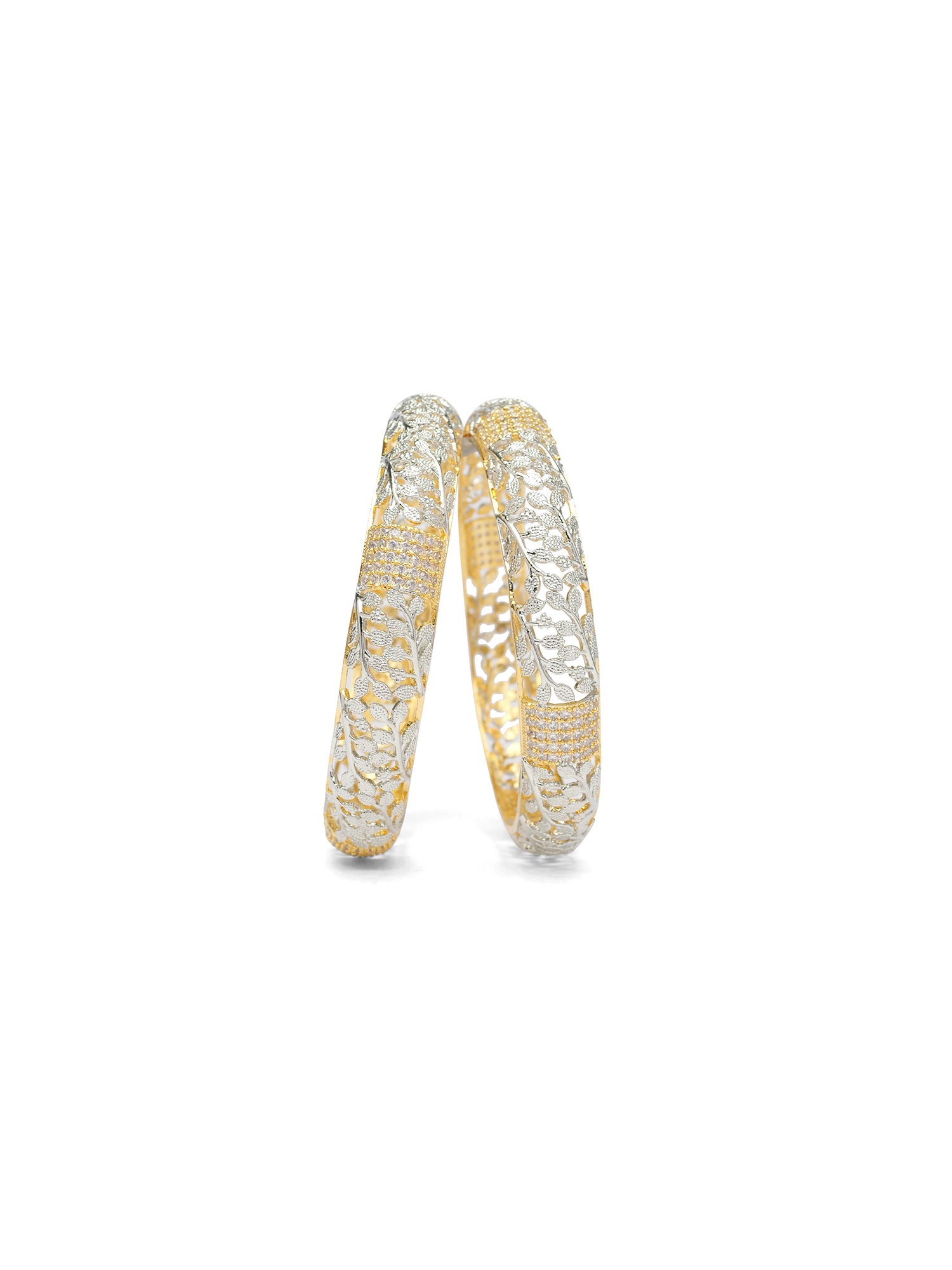 Serena Cubic Zirconia Bangles in Gold and Rhodium