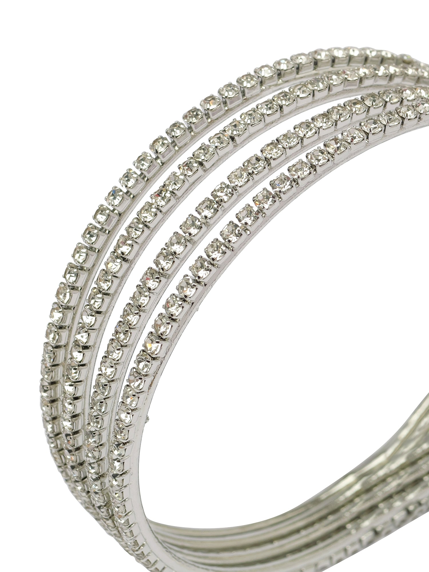 Set of 4 Diamante Bangles in Rhodium