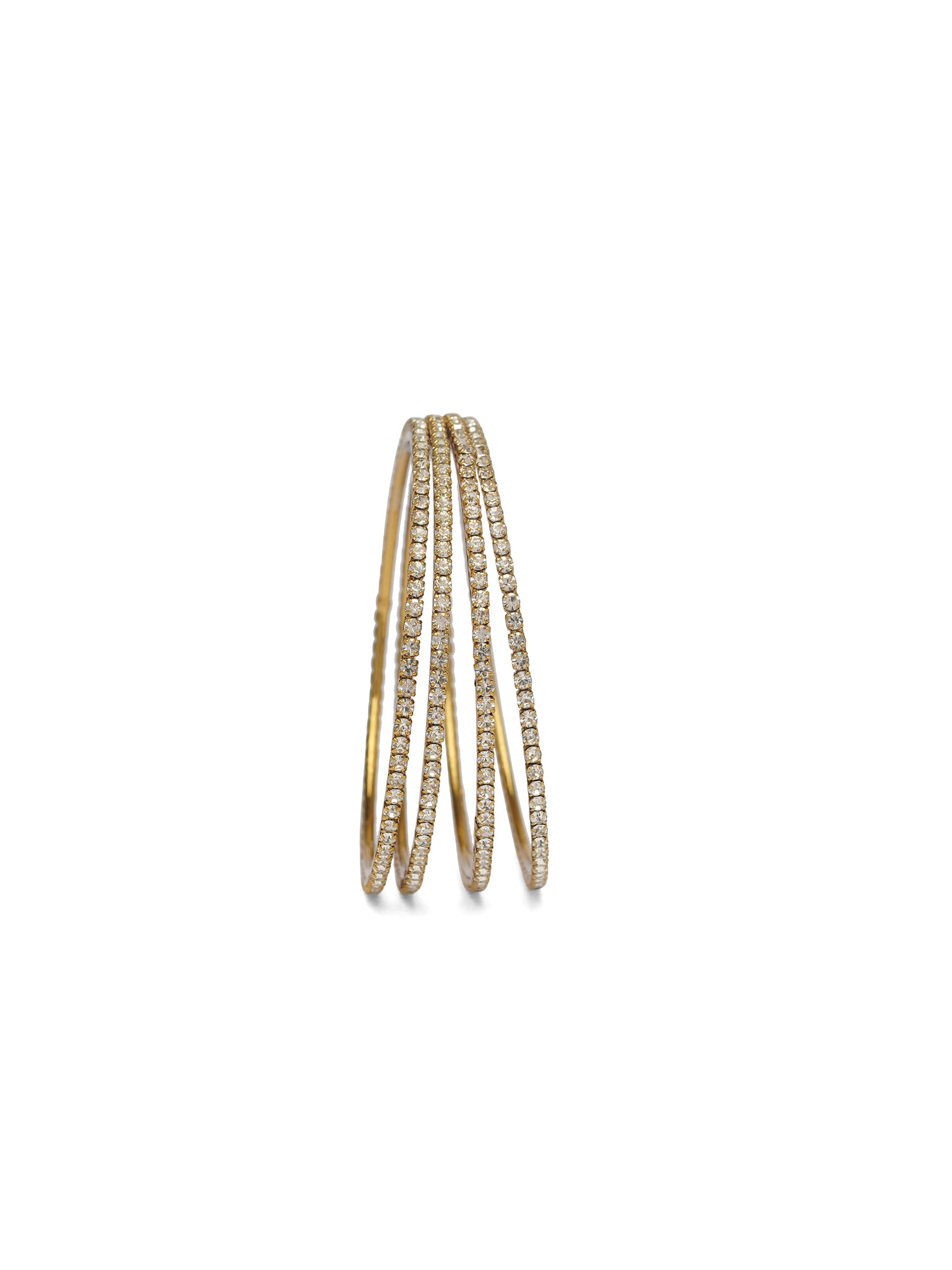 Set of 4 Diamante Bangles in White
