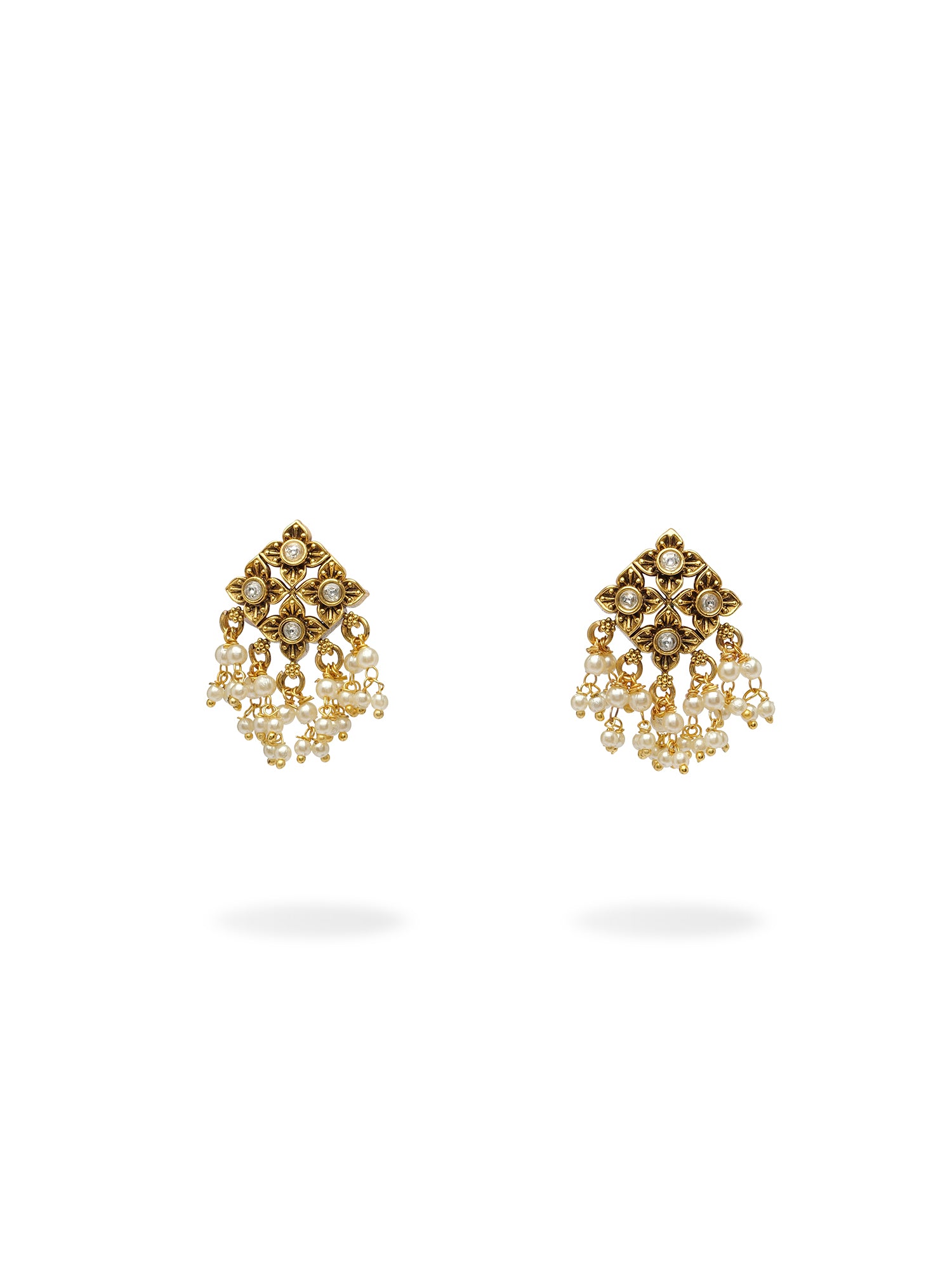 Shabnam Classic Earrings in White and Pearl