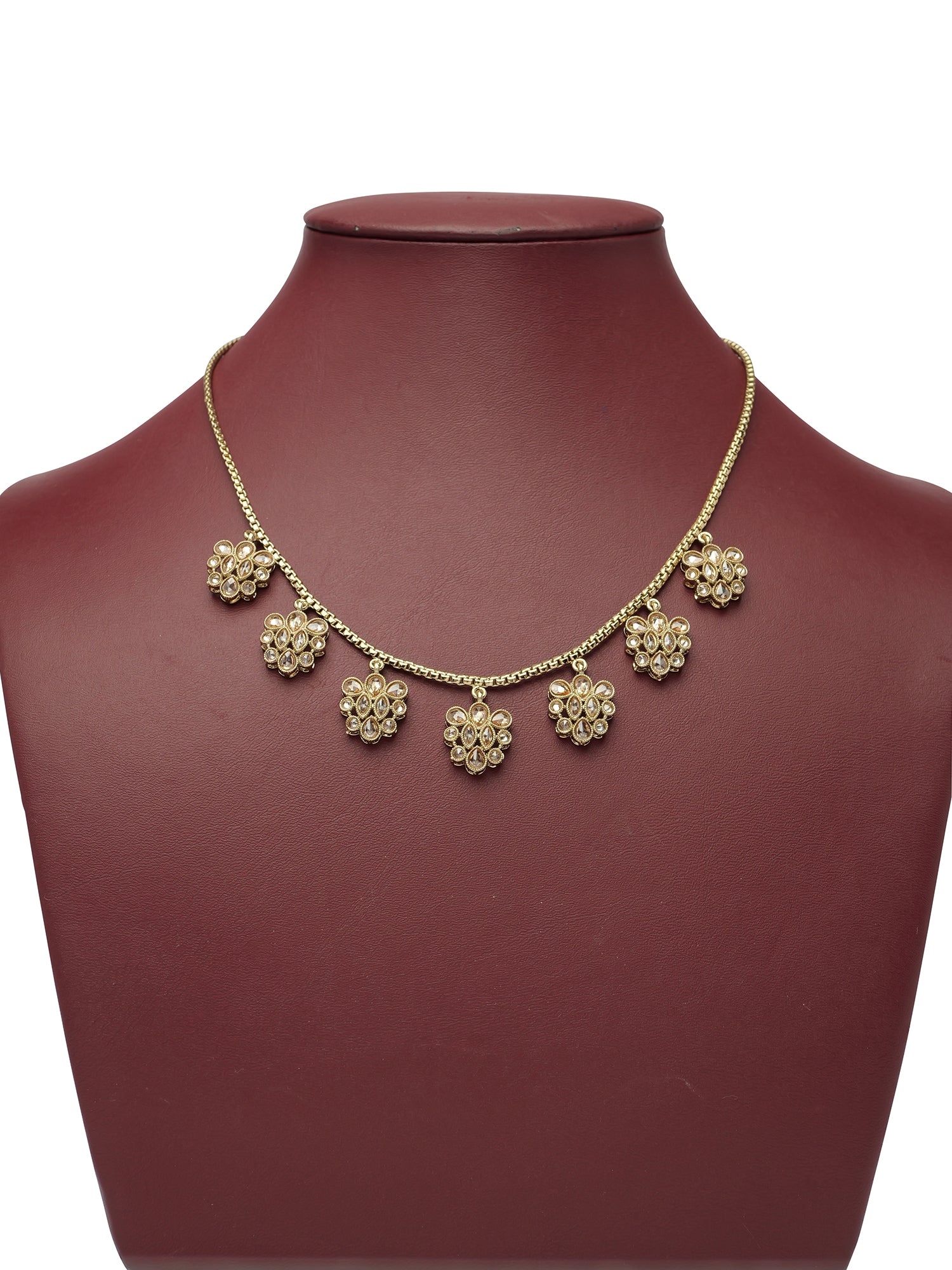 Shahana Simple Necklace Set in Champagne
