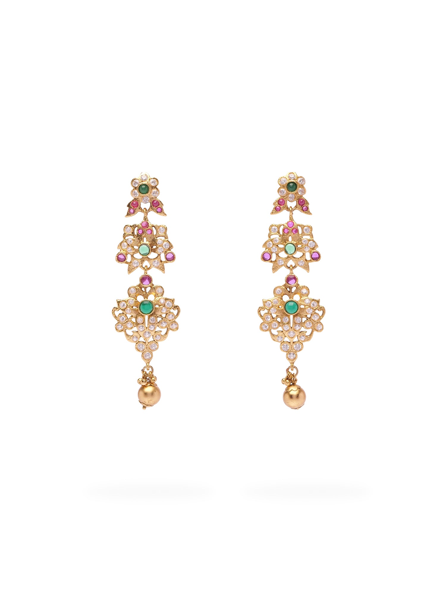 Shahira Long Earrings in Multi and Antique Gold