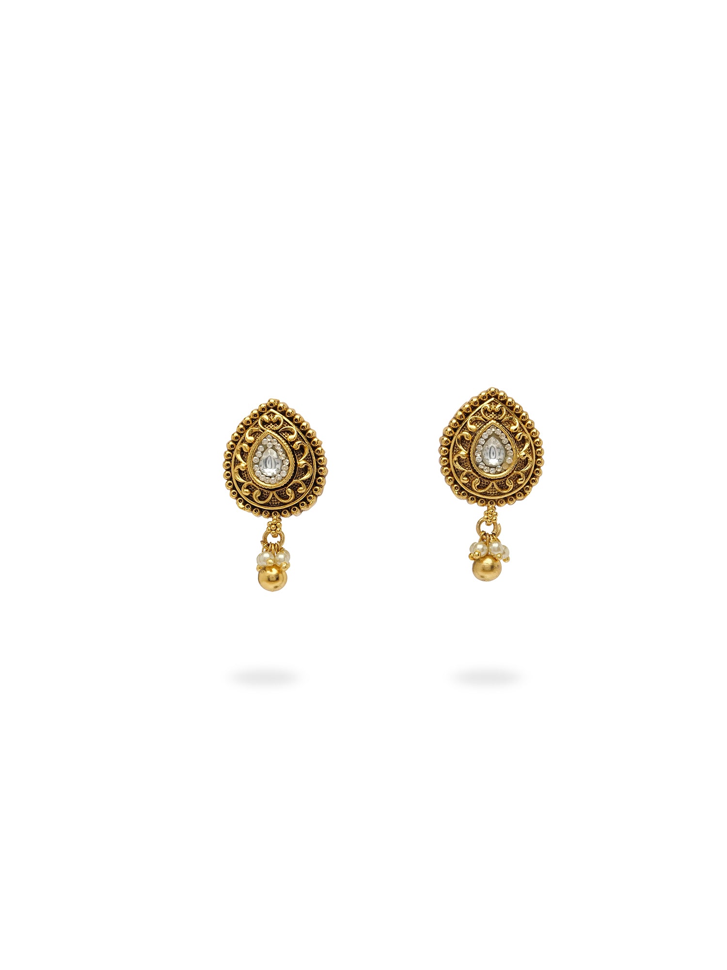 Shahnaz Classic Stud Earrings in White