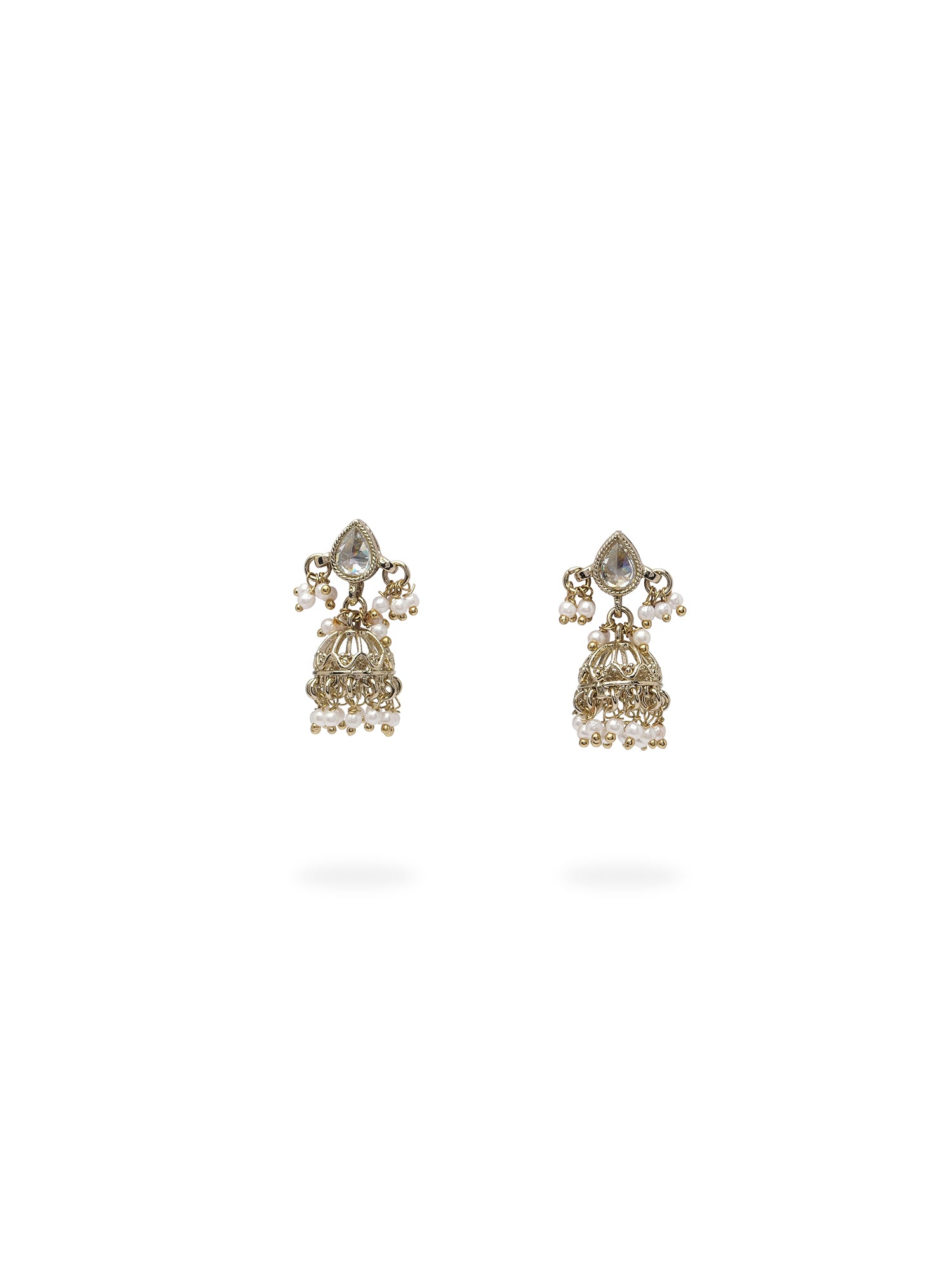 Shaila Jhumka Earrings in White