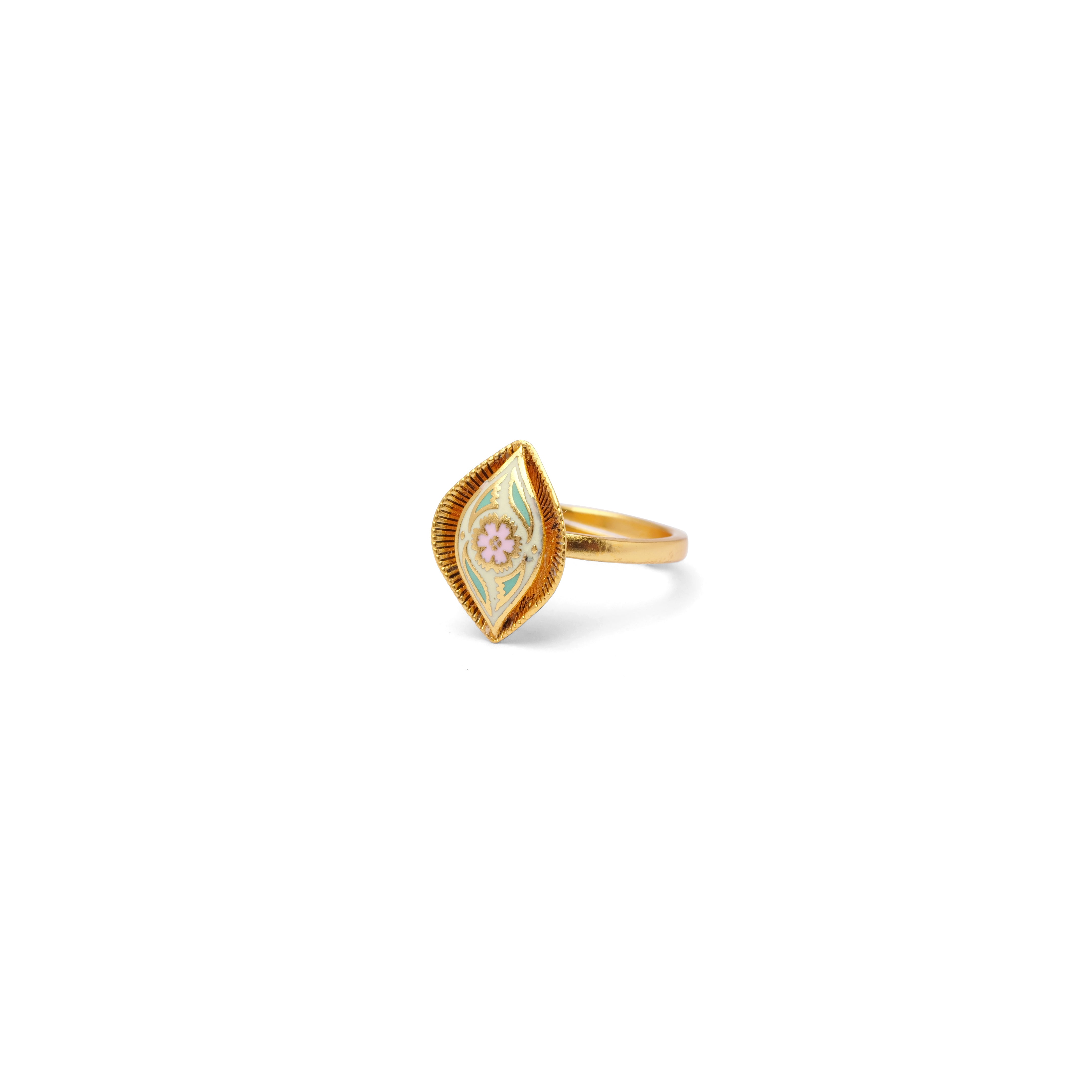 Shaila Meenakari Ring in Multi and Gold