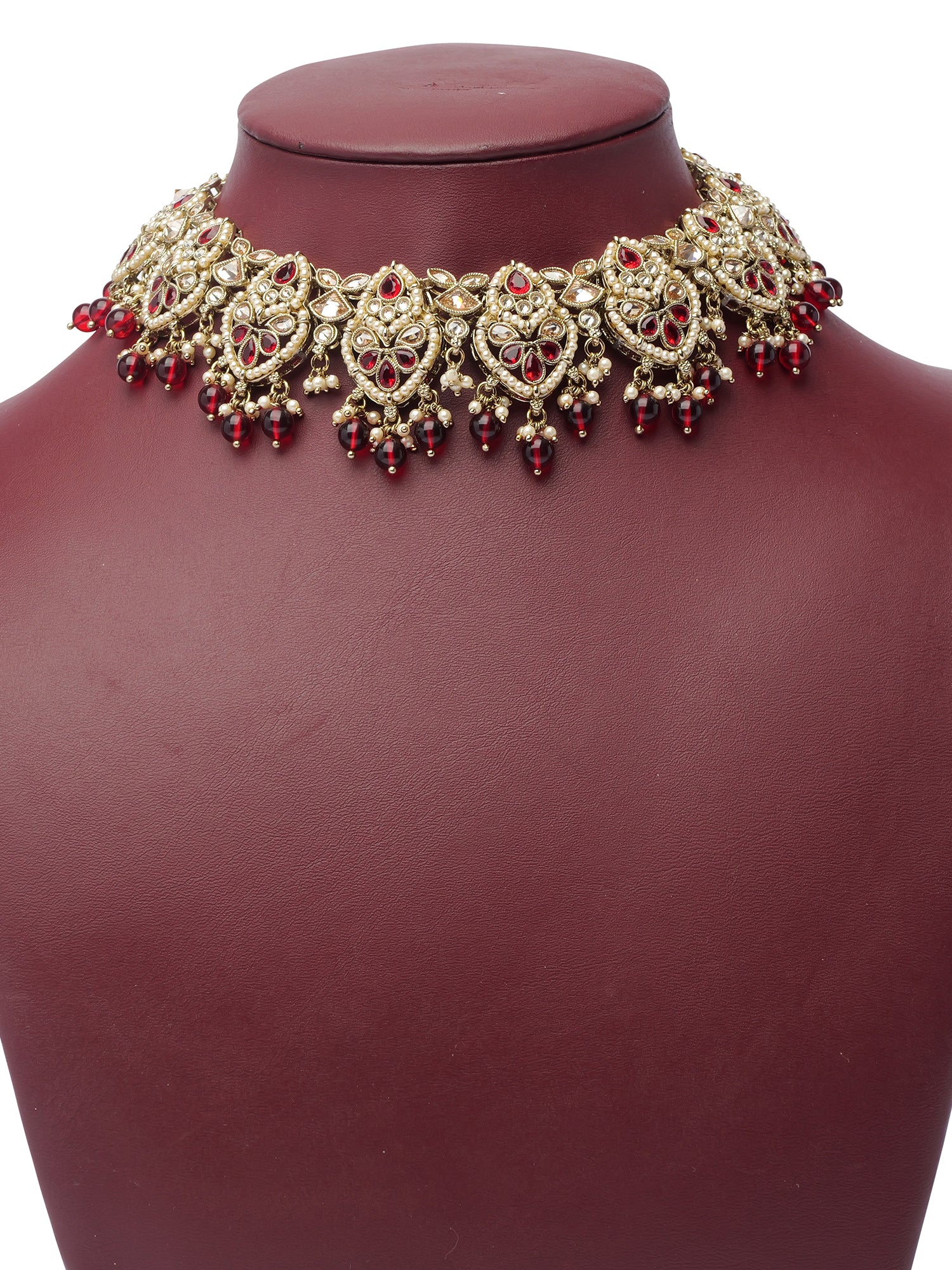 Shalina Necklace Set in Maroon