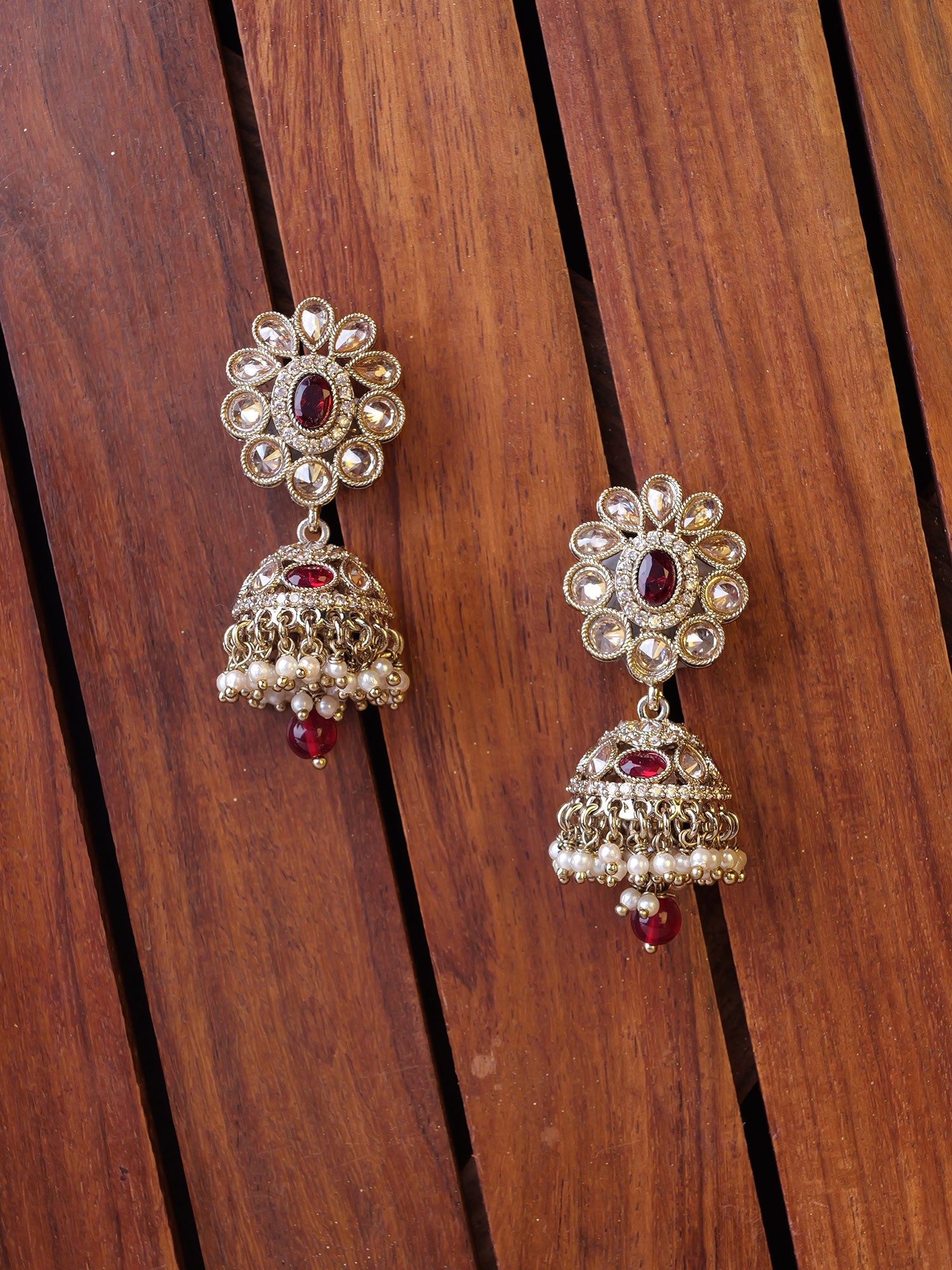 Shamara Jhumka Earrings in Maroon