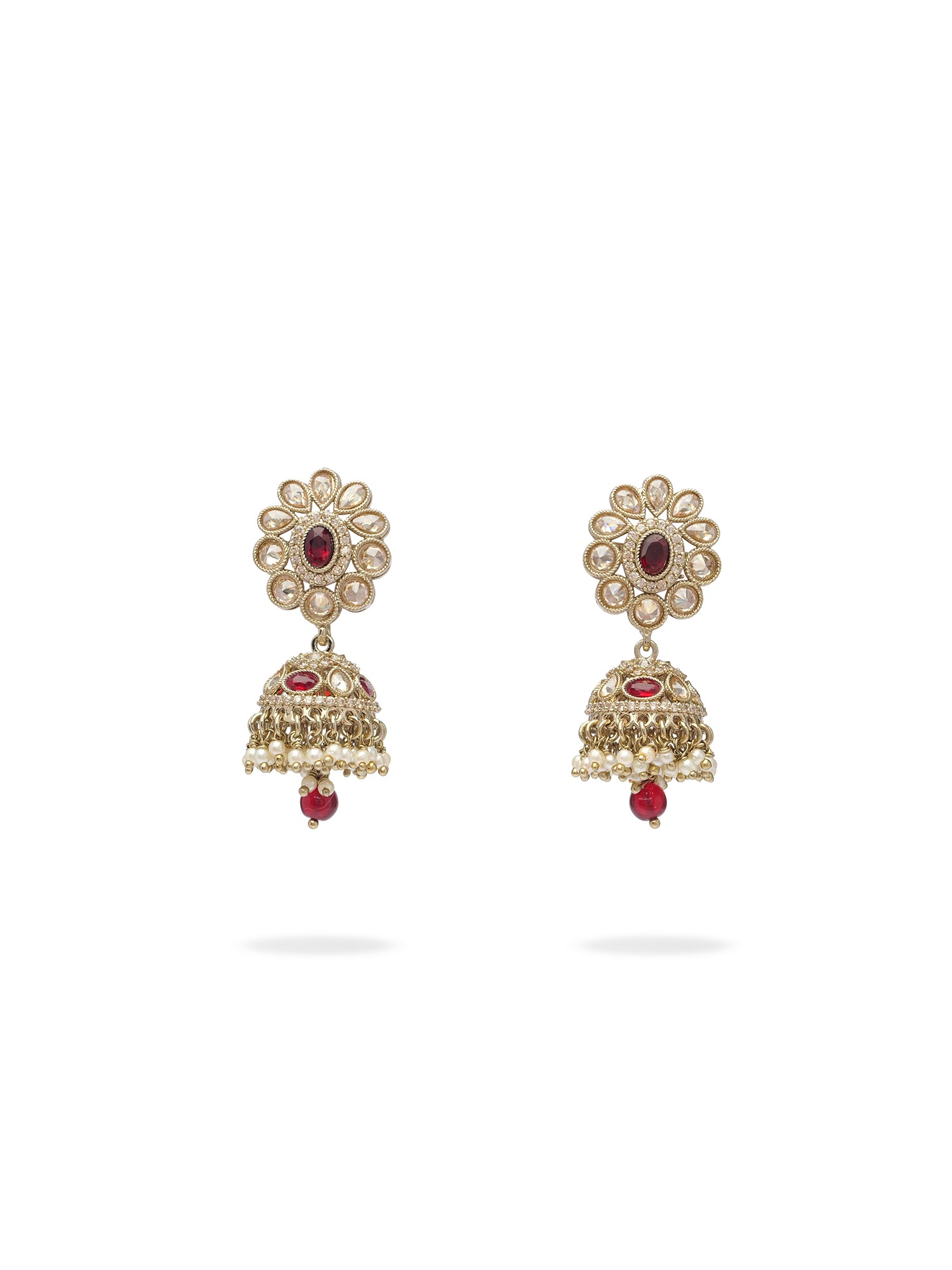 Shamara Jhumka Earrings in Maroon