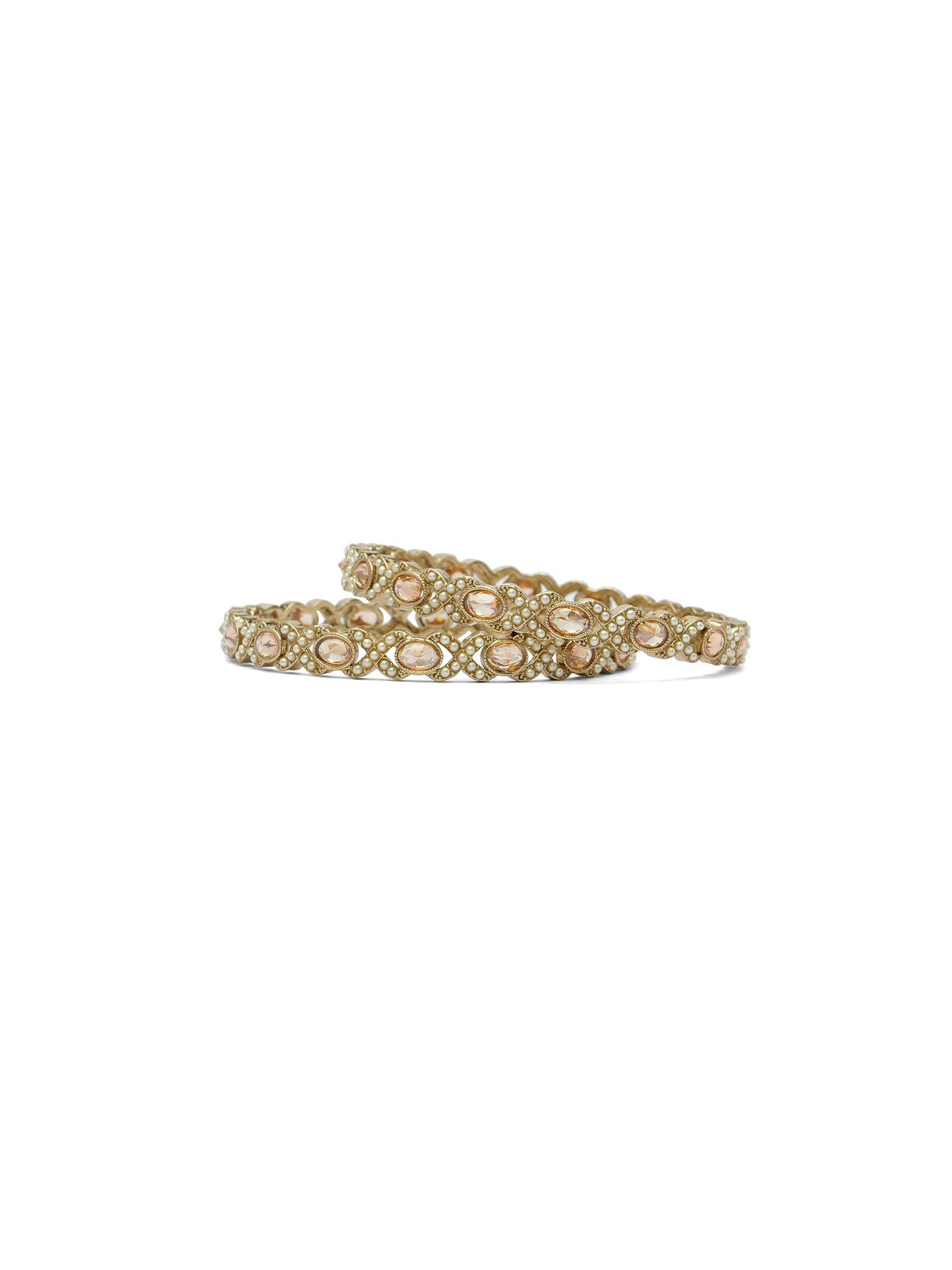 Sharan Pearl Kada Bangles in Champagne