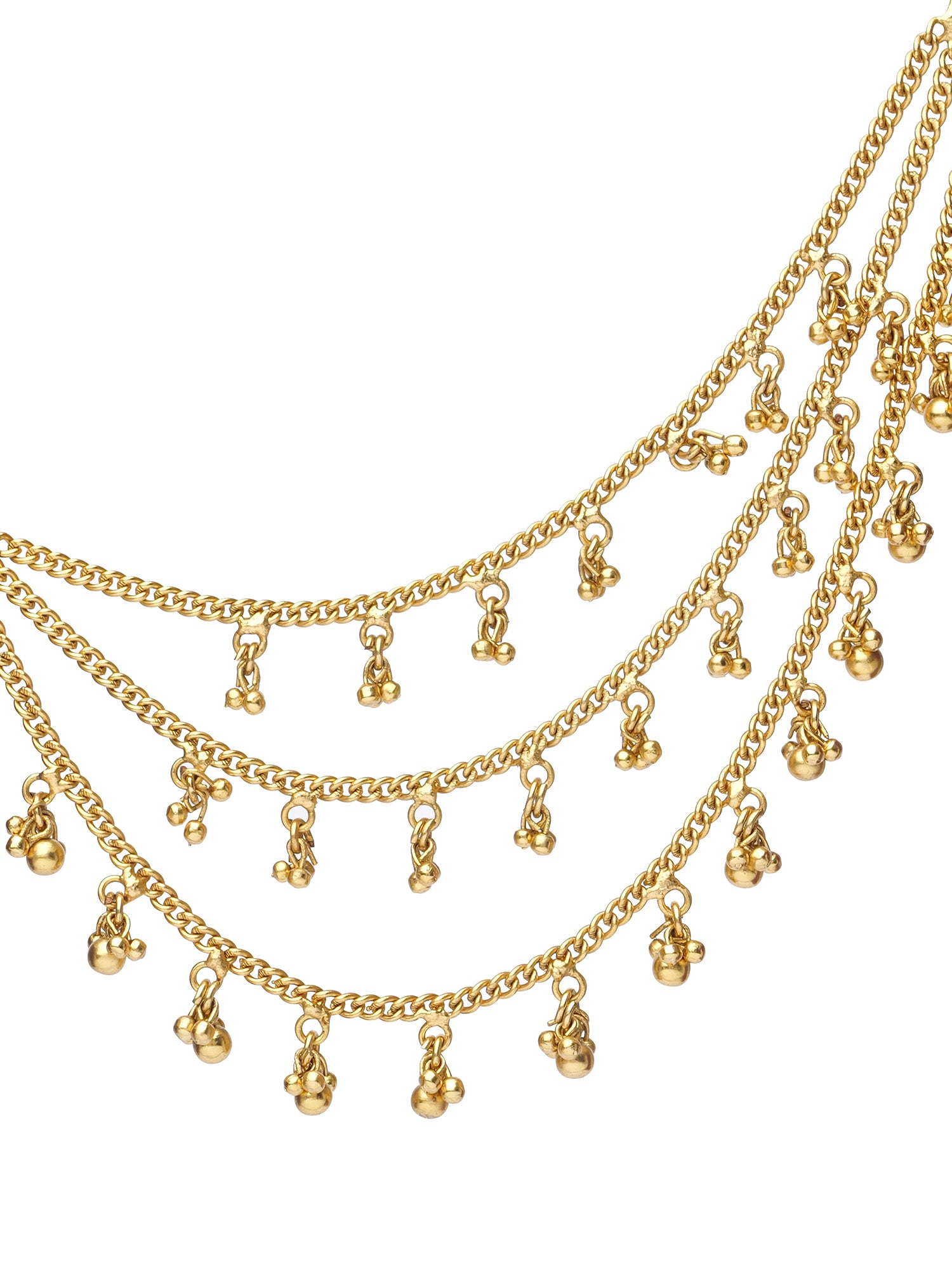 Sharini Layered Ear Chains in Gold Ghungroo