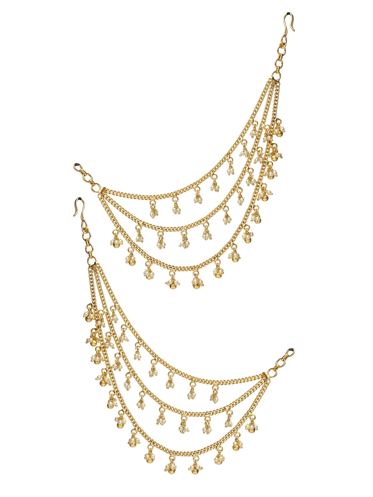 Sharini Layered Ear Chains in Pearl Ghungroo