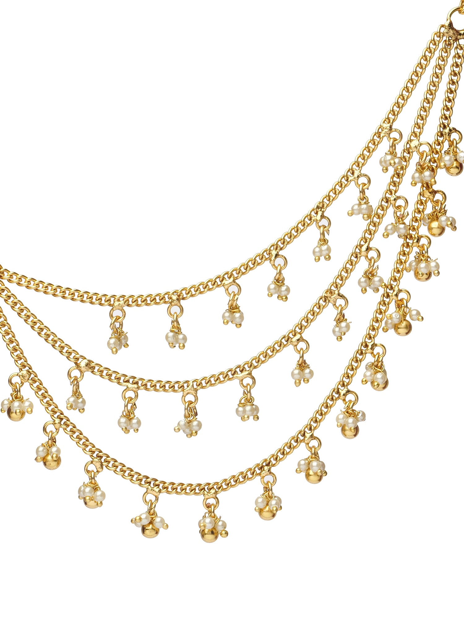 Sharini Layered Ear Chains in Pearl Ghungroo