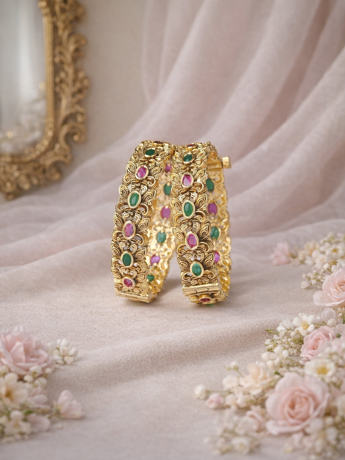 Sharmila Kundan Kada Bangles in Multi 