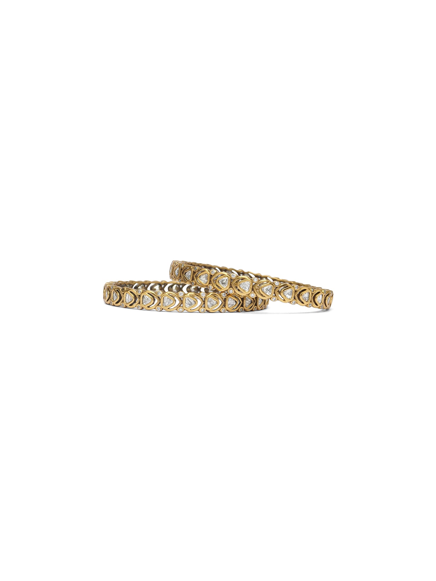 Sharvani Kundan Bangles in White
