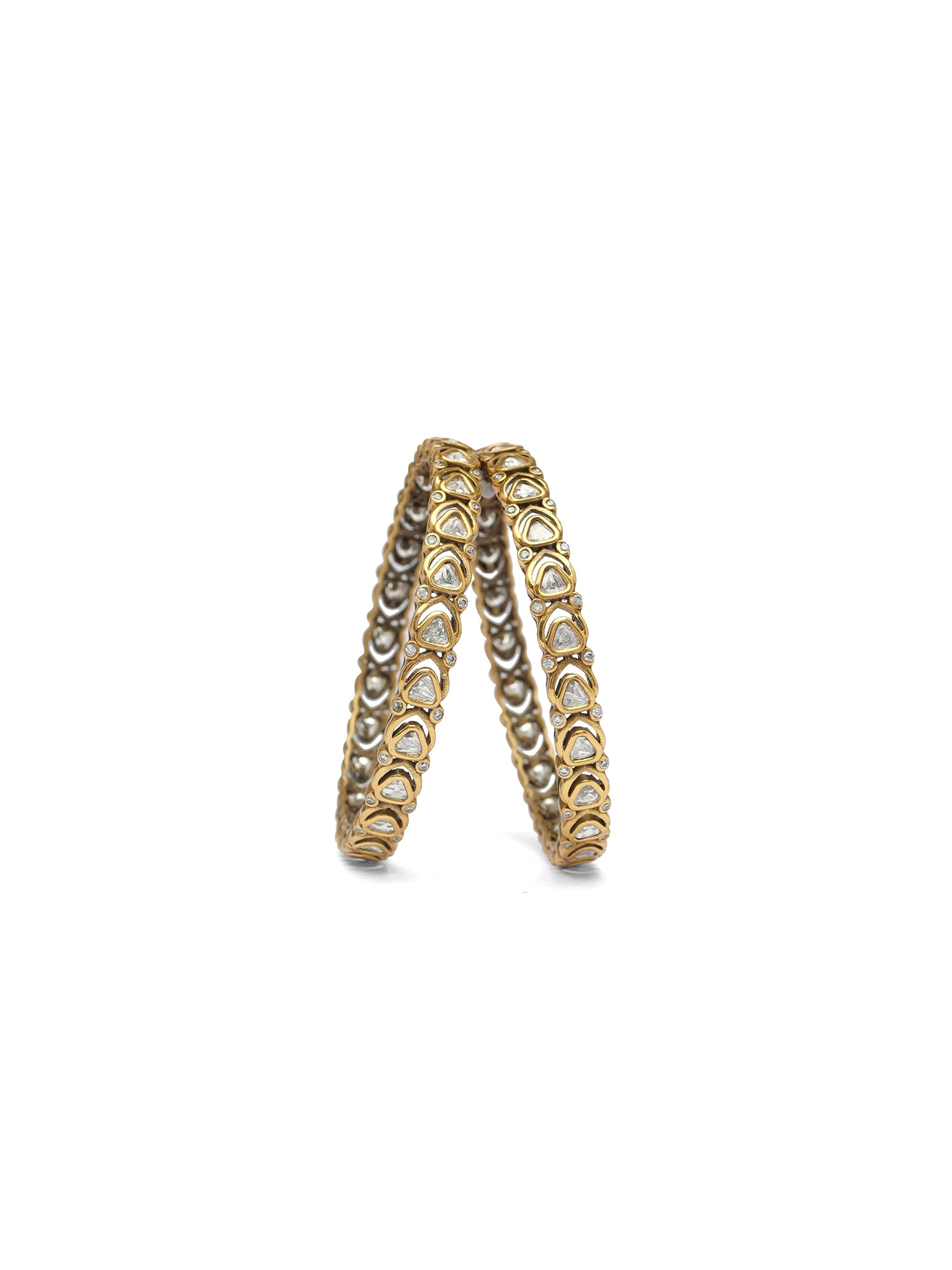 Sharvani Kundan Bangles in White