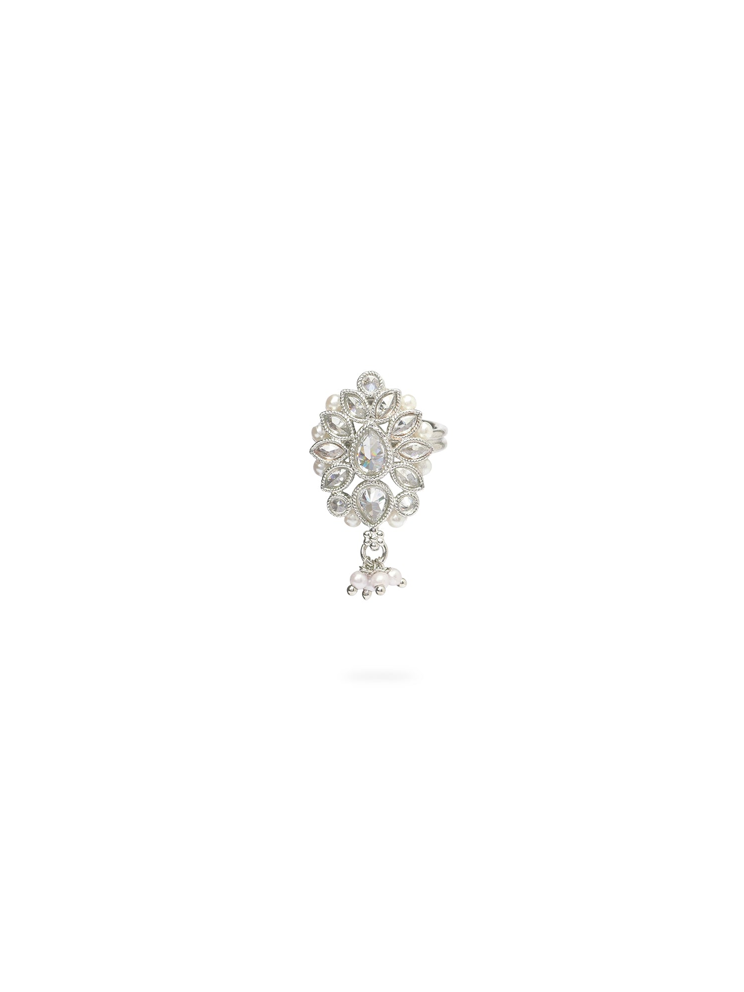 Sharvi Pearl Ring in Rhodium