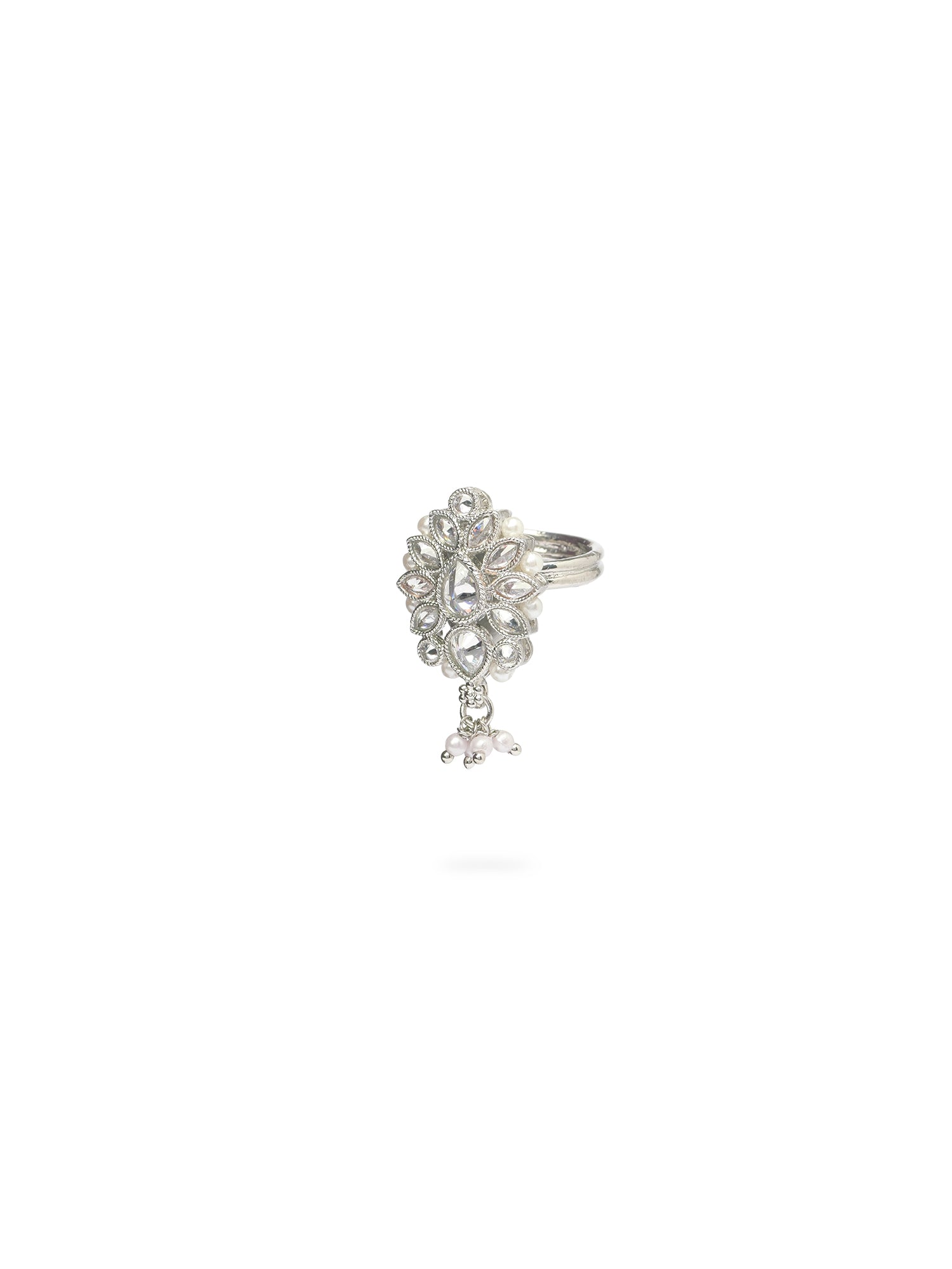 Sharvi Pearl Ring in Rhodium