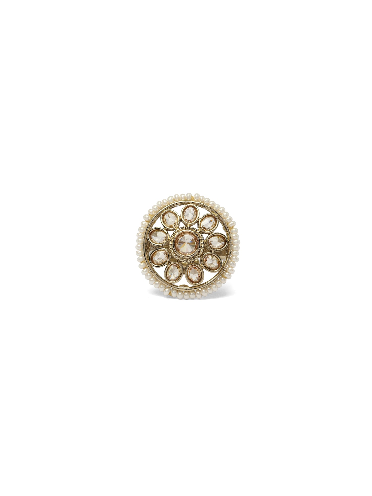 Shayla Round Ring in Pearl and Champagne