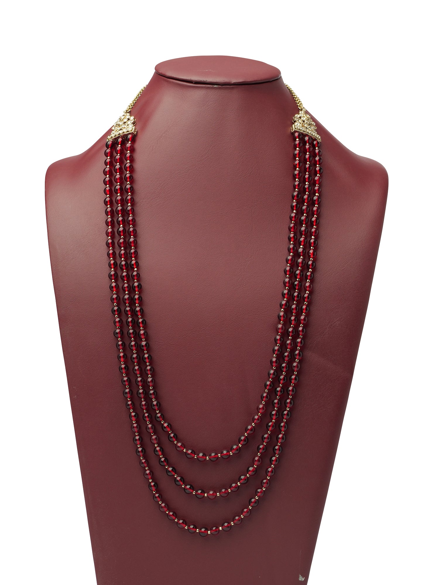 Sheena Maroon Bead Layered Long Chain