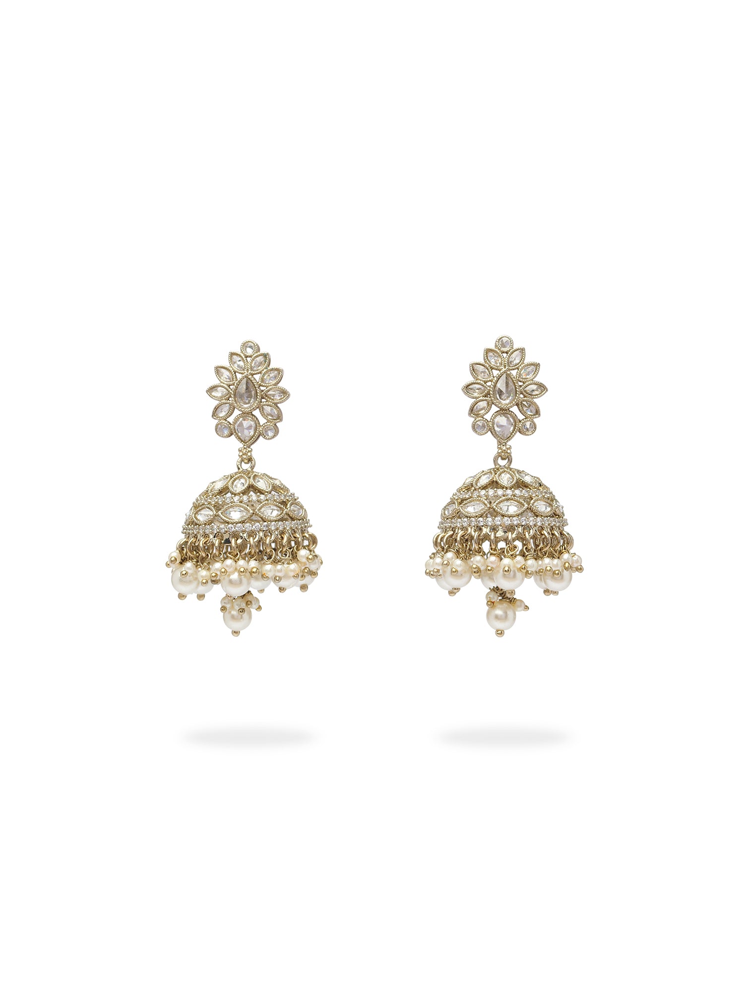 Shireen Jhumka Earrings in White