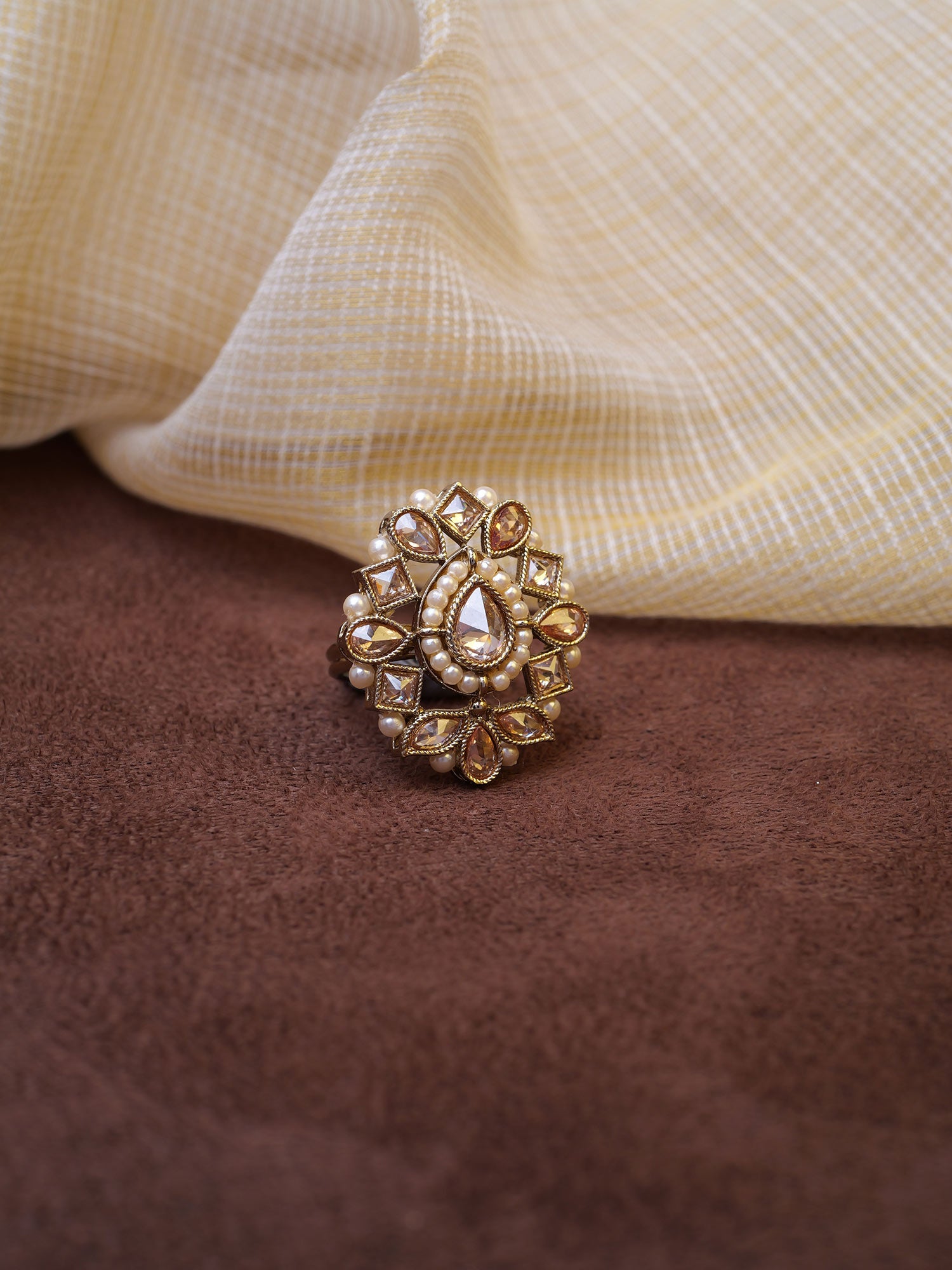 Shivani Ring in Champagne and Antique Gold