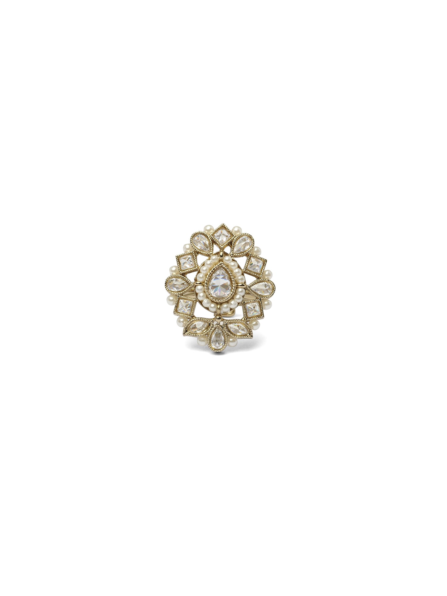 Shivani Ring in White and Antique Gold