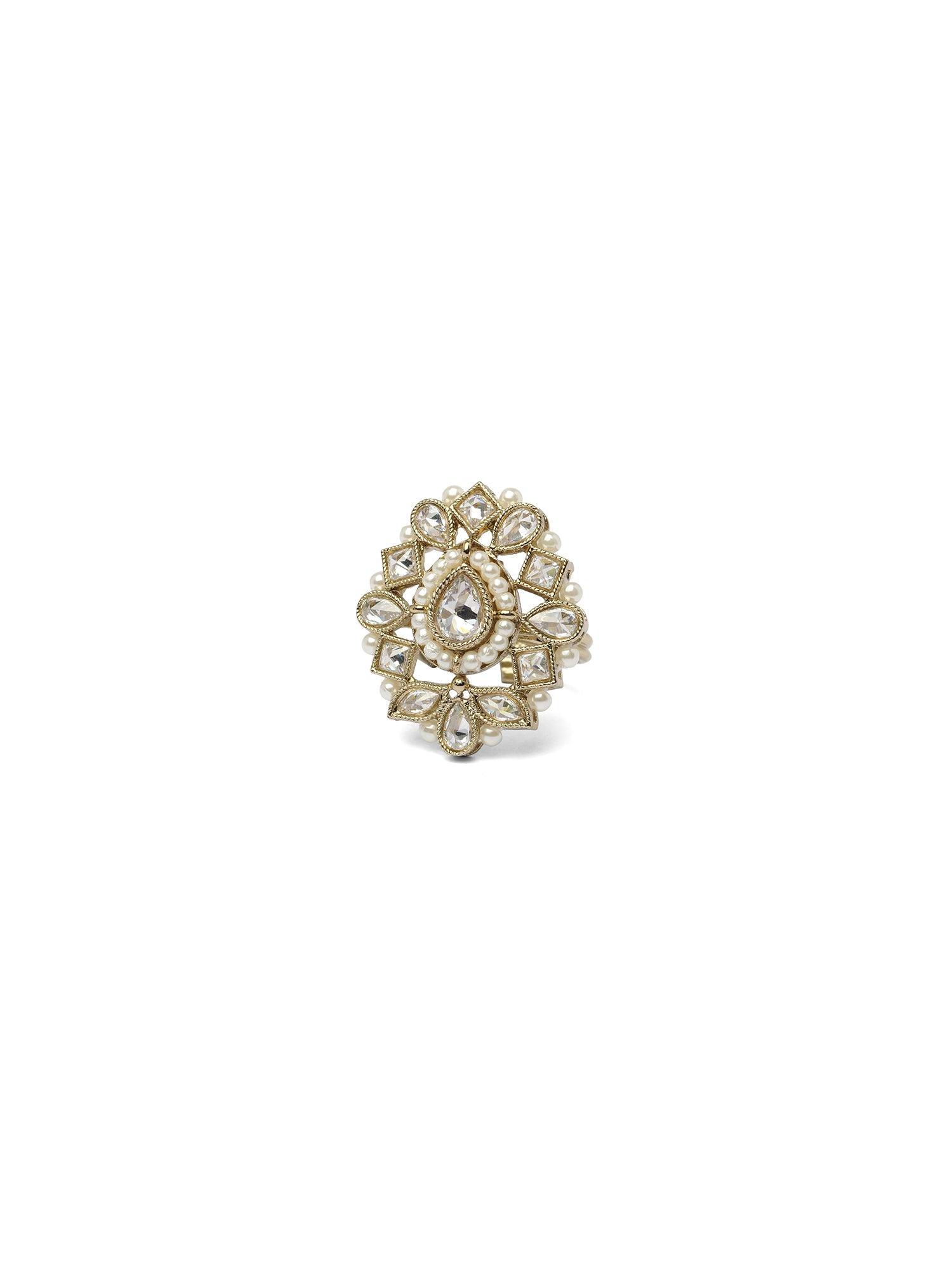 Shivani Ring in White and Antique Gold