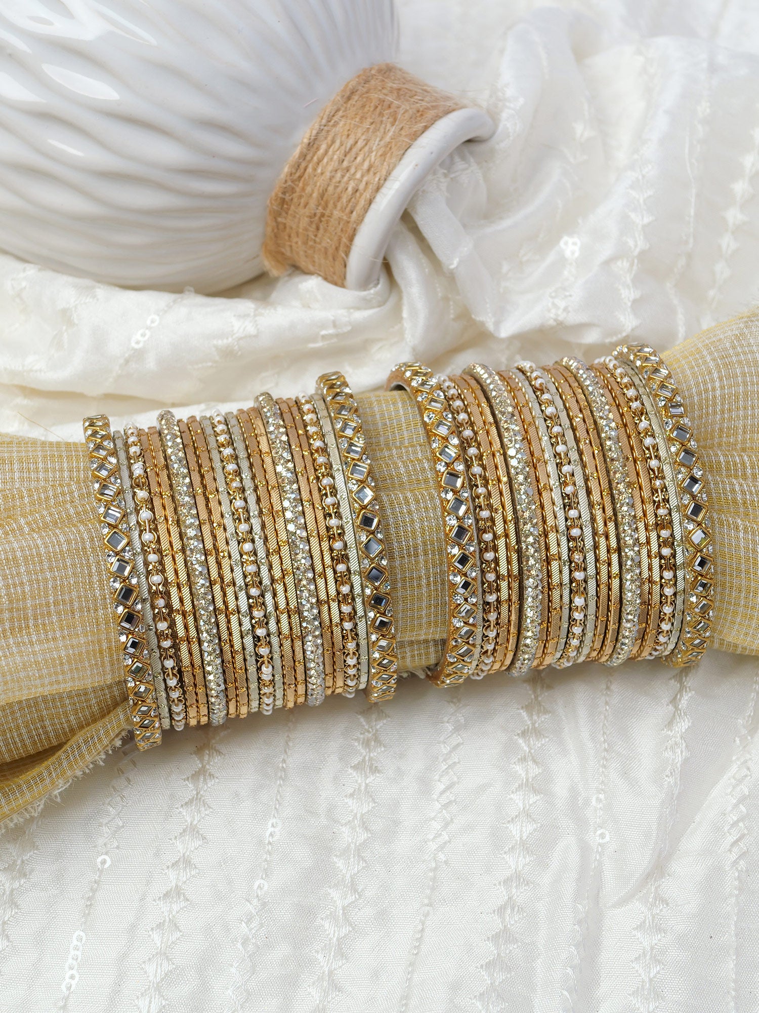 Shreya Bangle Set in Antique Gold