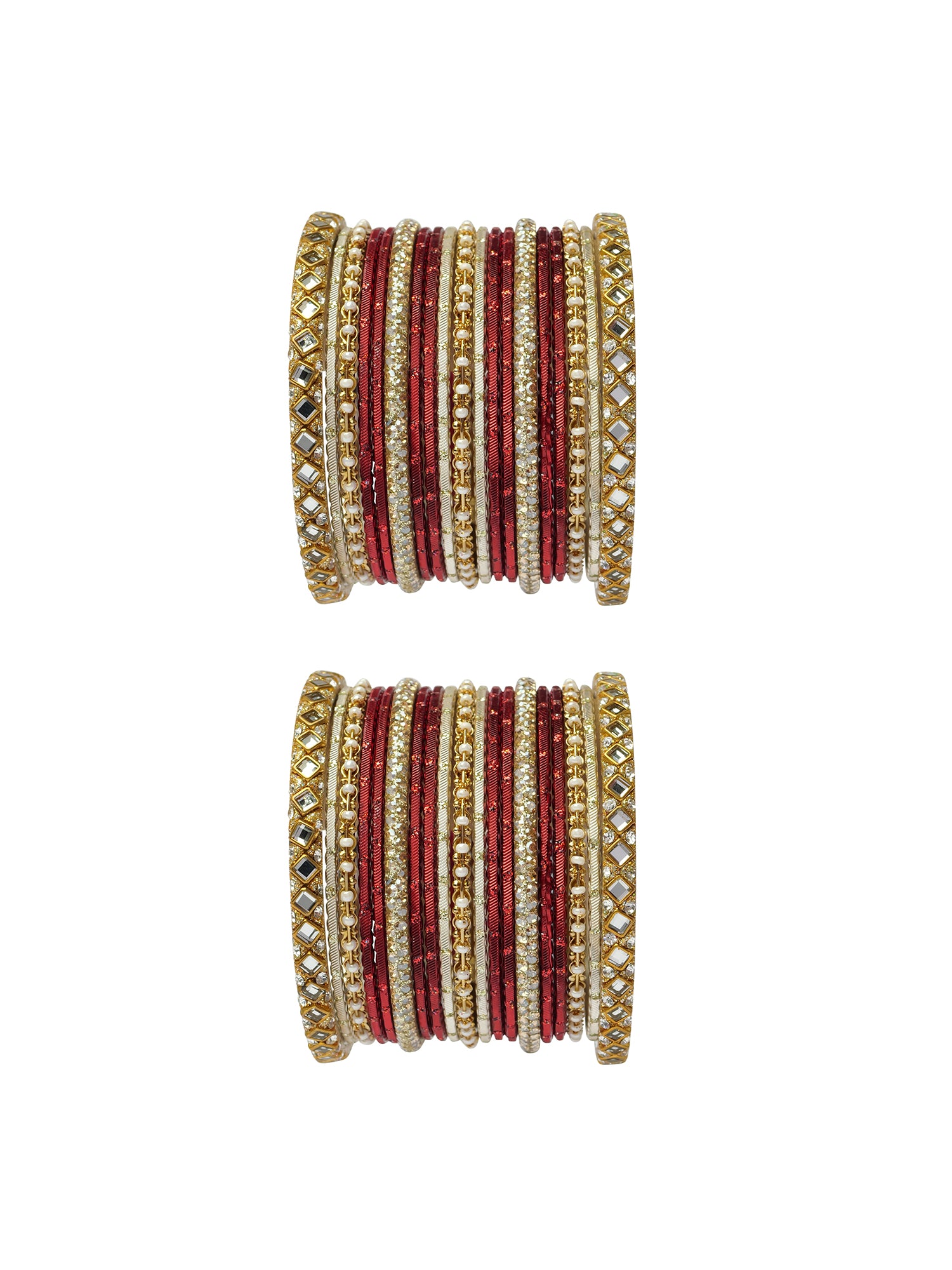 Shreya Bangle Set in Maroon and Antique Gold