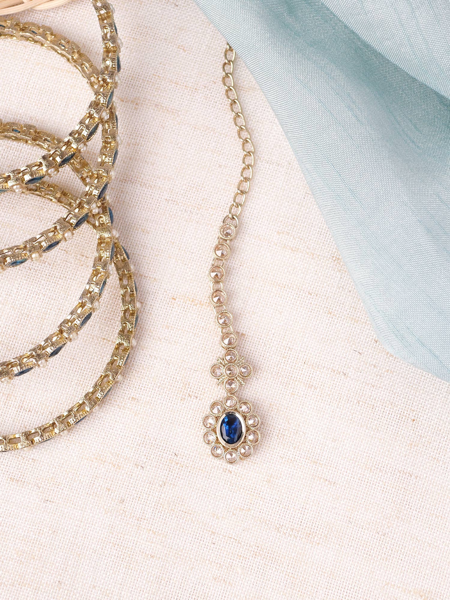 Shruti Maang Tikka in Dark Blue