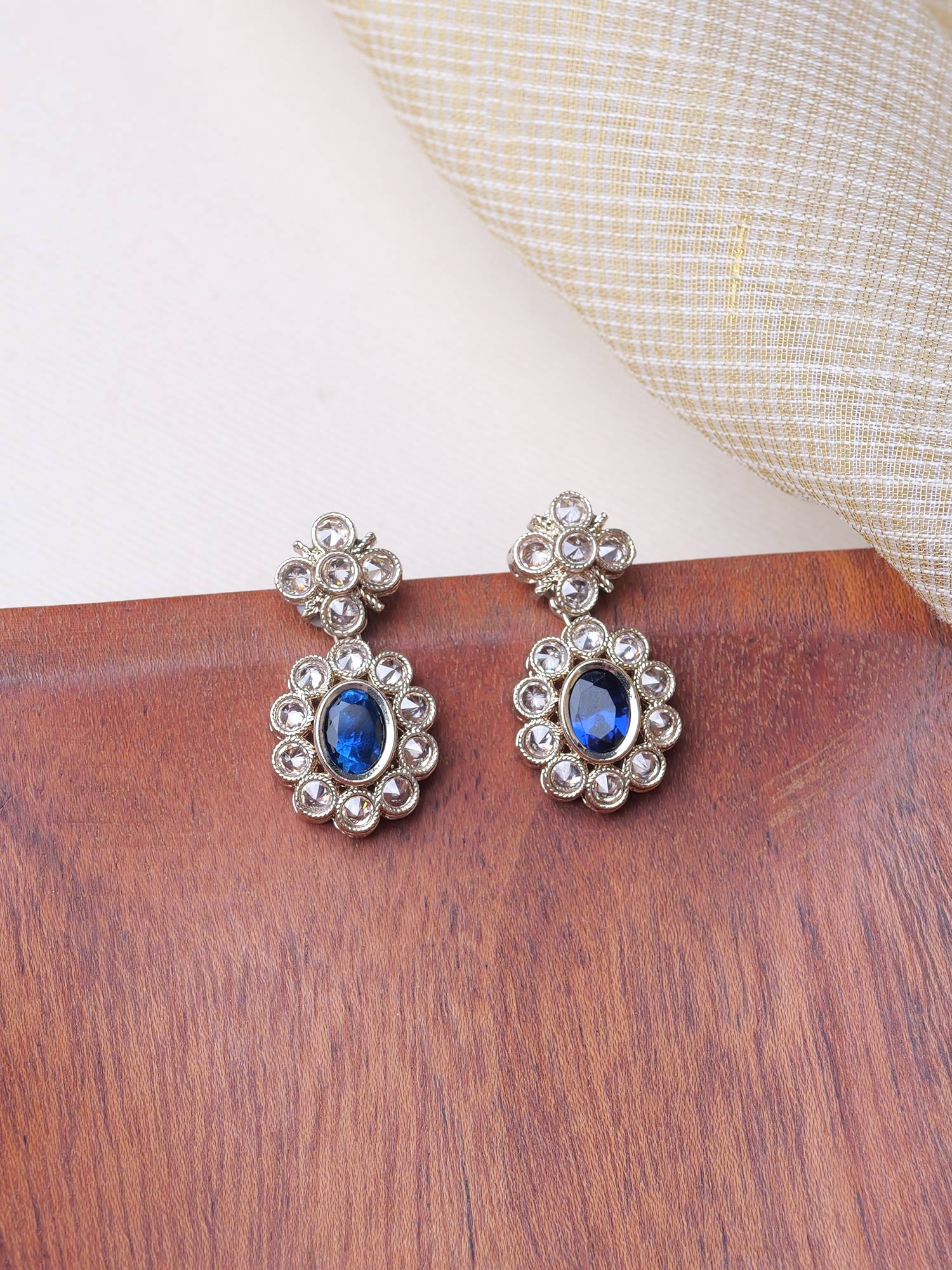 Shruti Small Earrings in Dark Blue