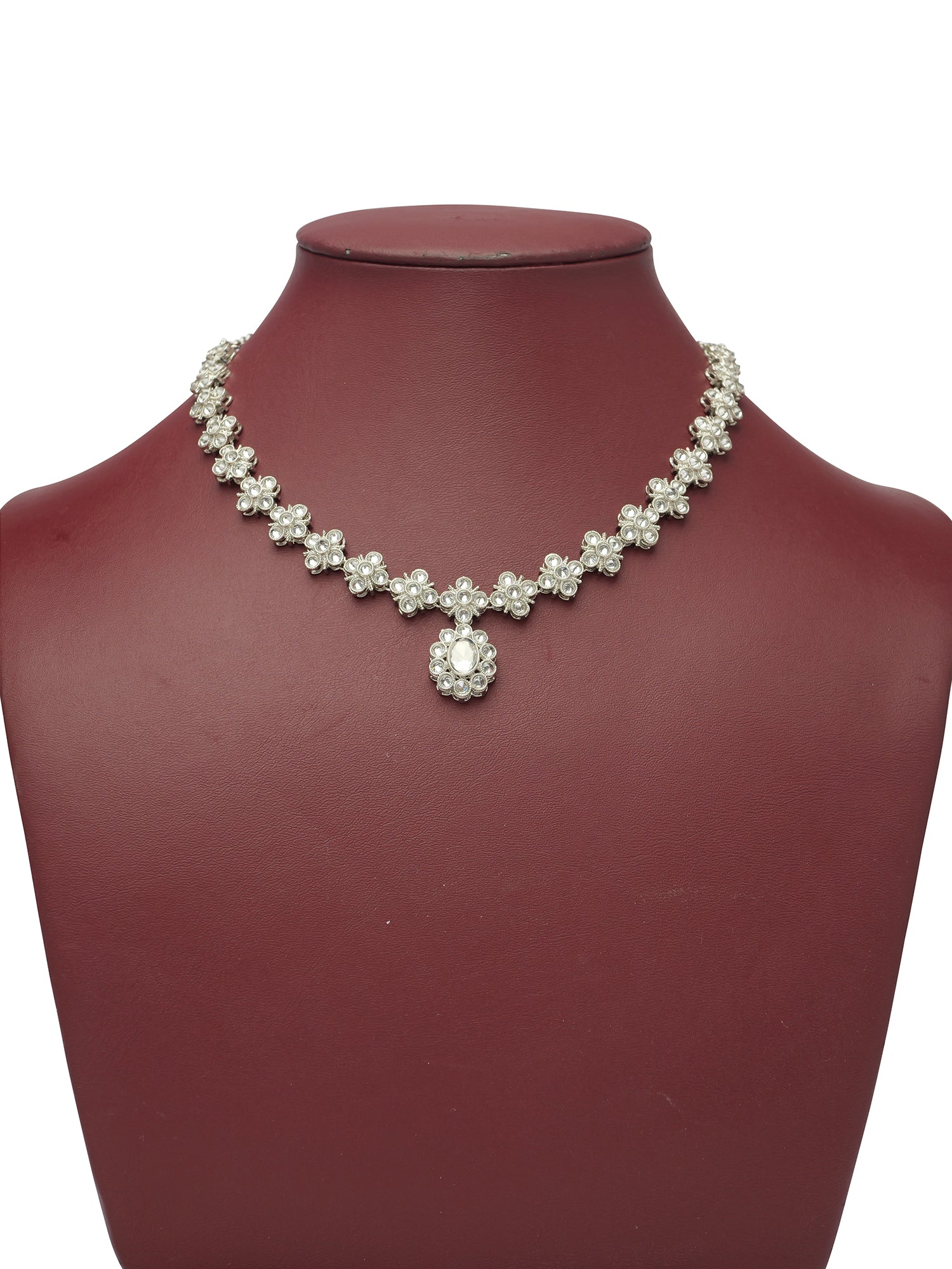 Shruti Necklace Set in Rhodium