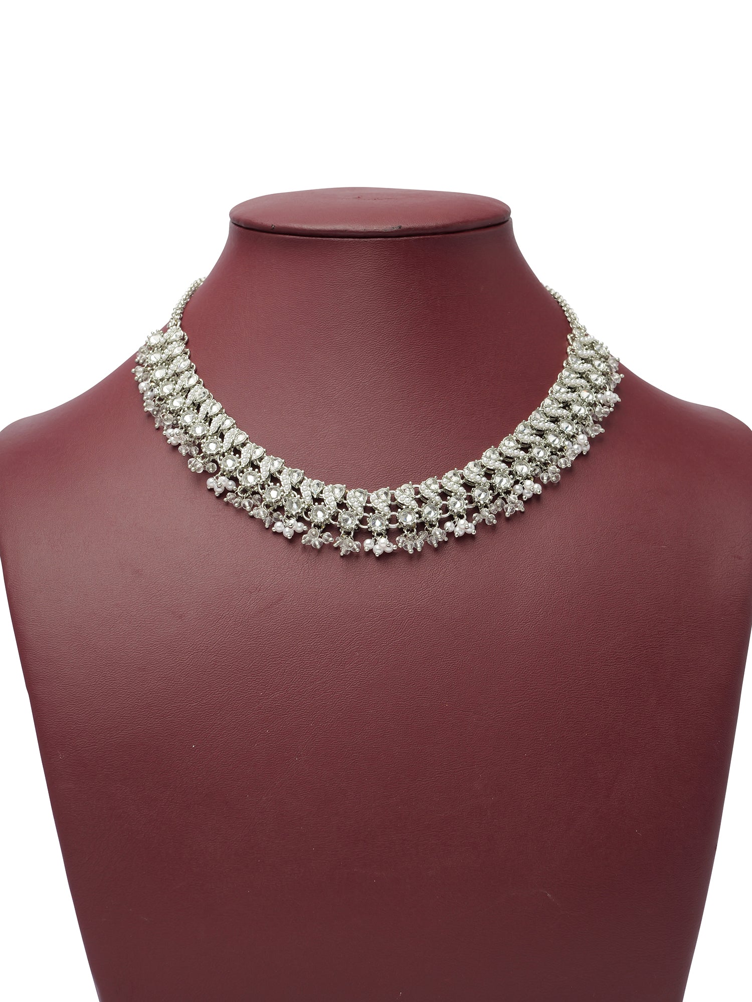 Sia Necklace Set in Pearl and Rhodium
